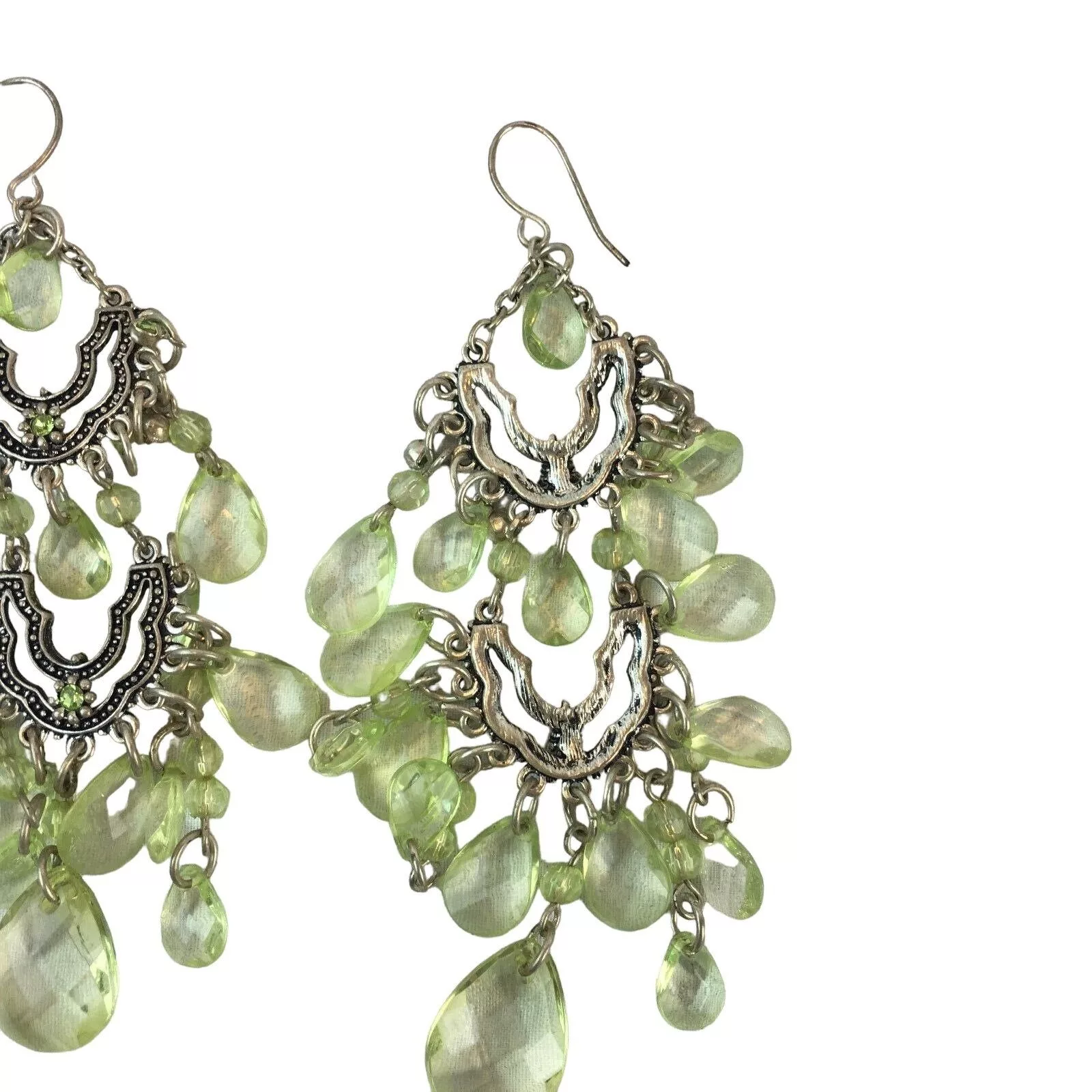 Other Earrings Other Vintage Silver Drop Earrings Dangle Lightweight Green Cluste
