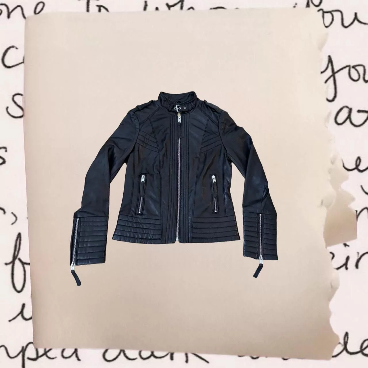 Designer Leather Jackets Designer × Michael Kors × Vintage vintage genuine leather moto jacket Black