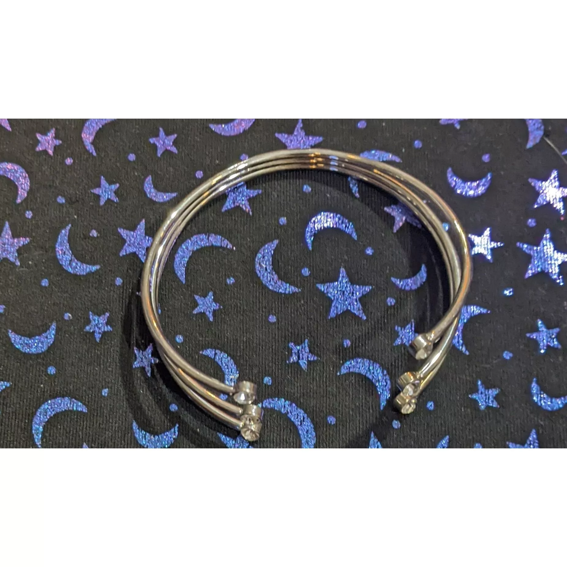 Other Bracelets Other Silver Rhinestone Open Cuff Bangle Bracelet