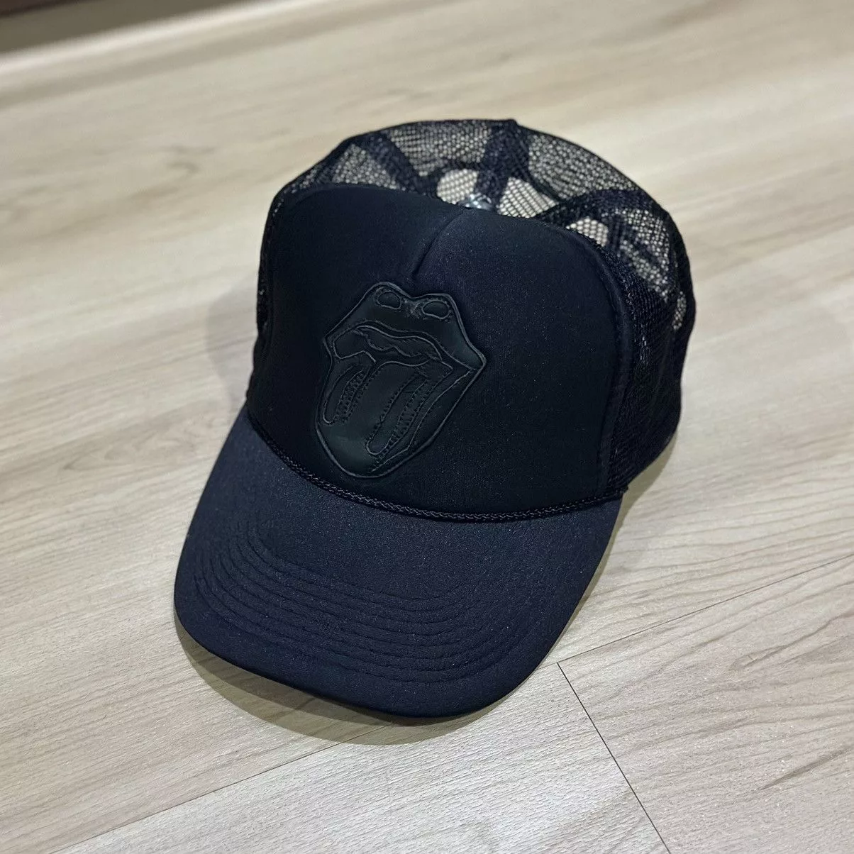 Chrome Hearts Hats Chrome hearts rolling stone trucker cap Black