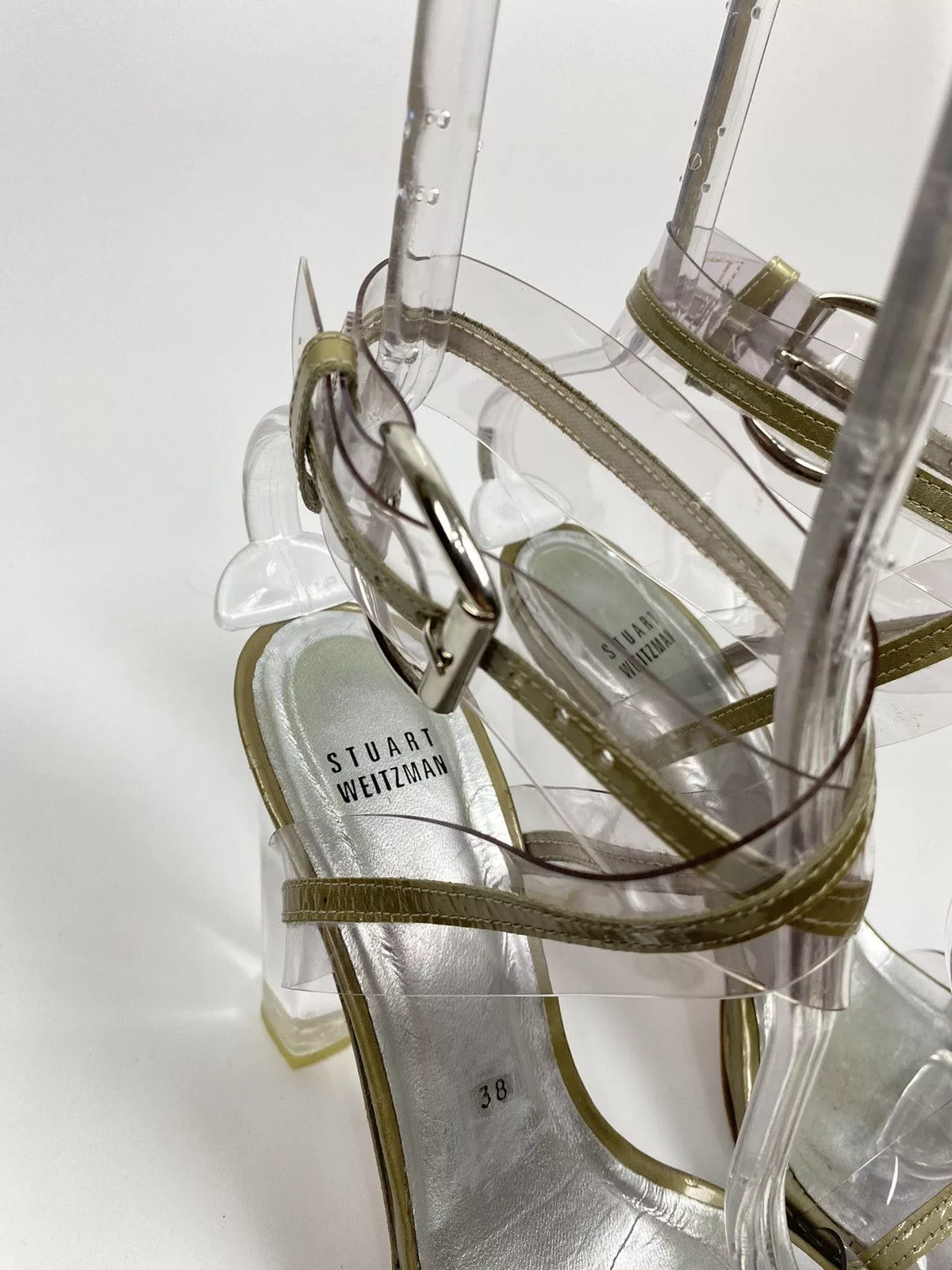 Stuart Weitzman Sandals Stuart Weitzman × Vintage Y2K Stuart Weitzman Clear Strappy Acrylic Heel Sandals 38 Beige Streetwear