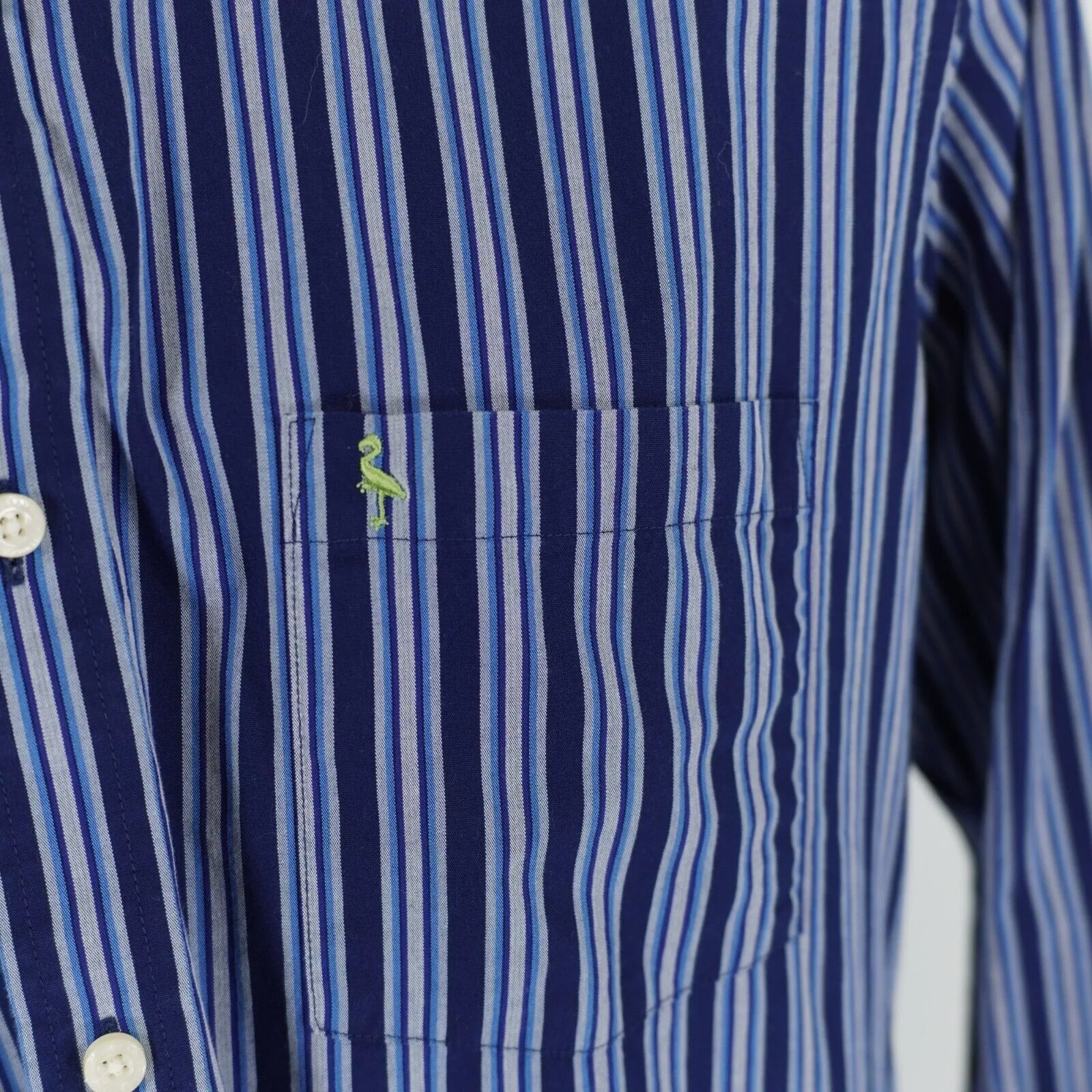 Tailorbyrd Shirts Button Ups Tailorbyrd Blue Striped Flip Cuff Pocket Front Button Down S
