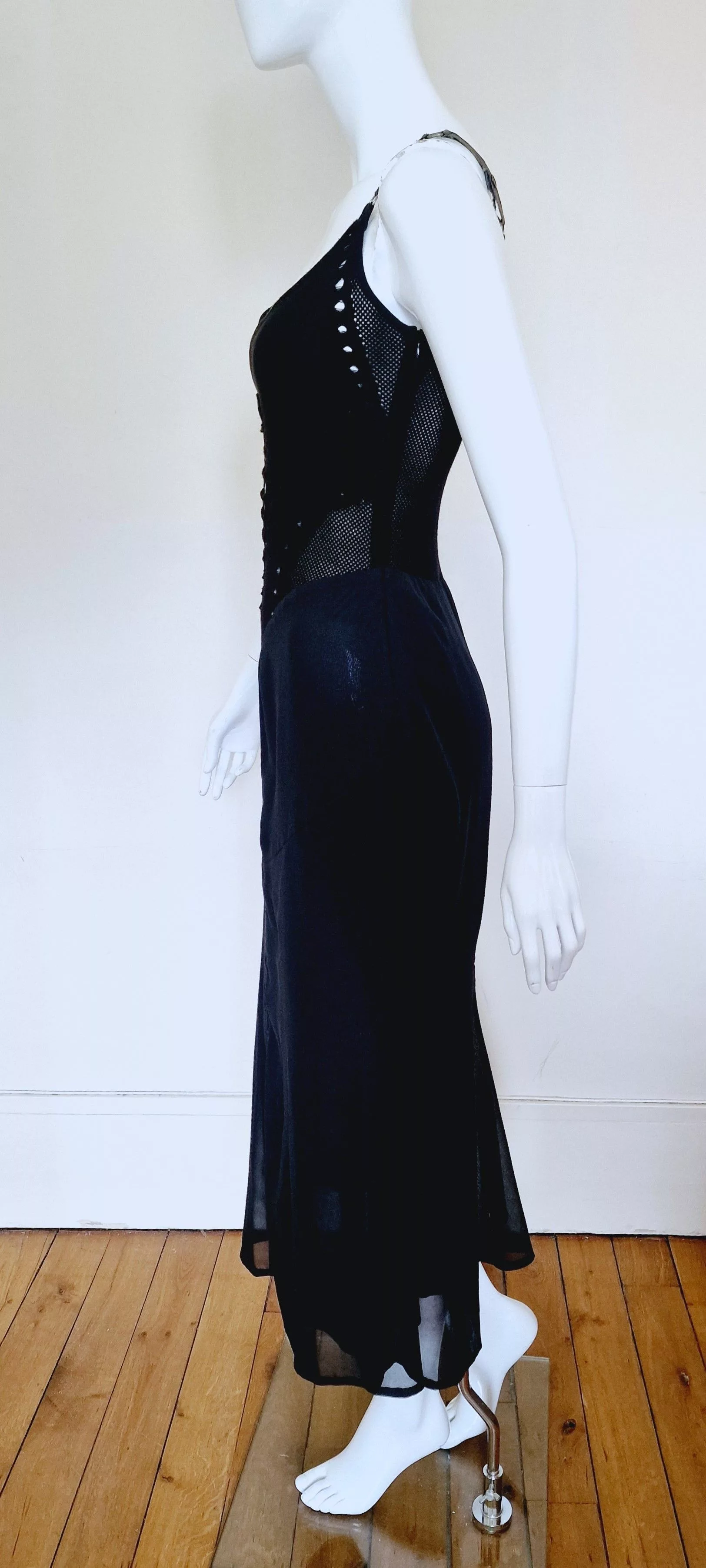 Versace Maxi Dresses Gianni Versace Cutout Cut Out Net Bondage Medium LargeDress Black
