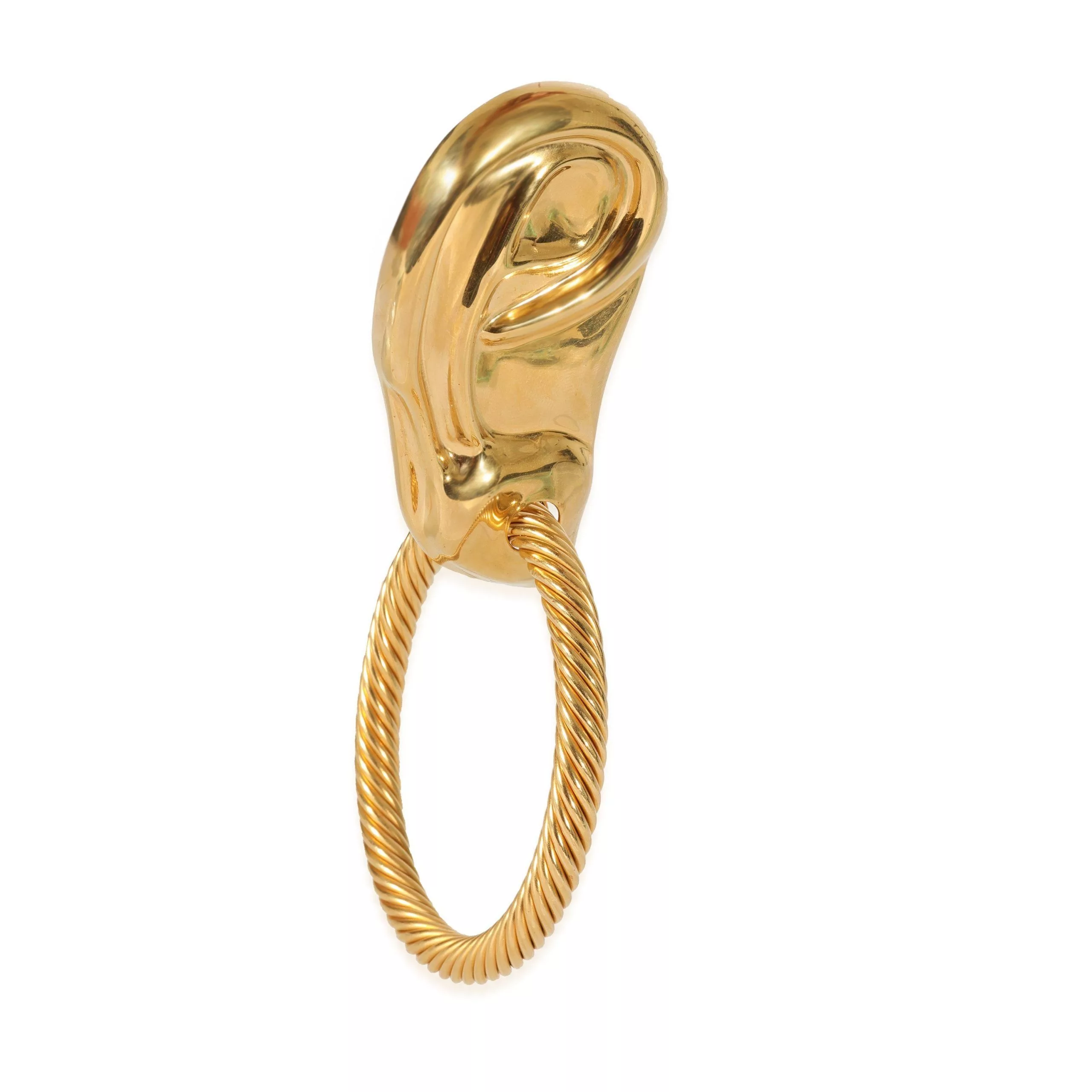 Gucci Rings Gucci Ear Shape Hoop Single Gold Plated Earring Yellow