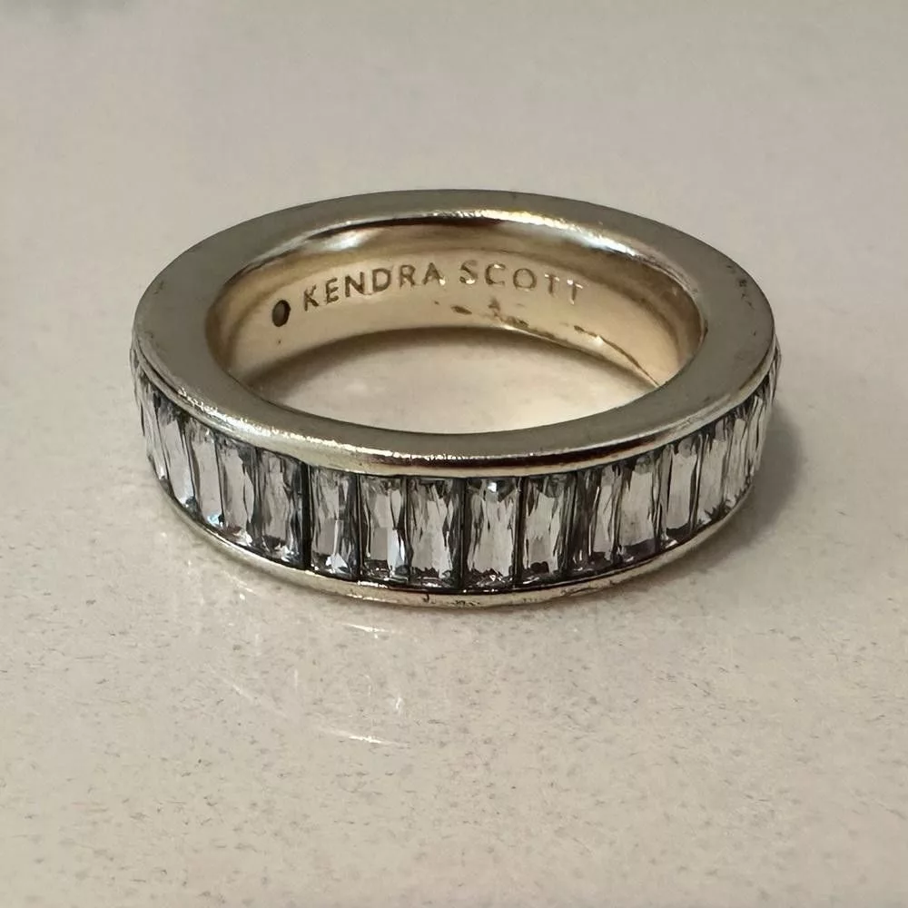 Kendra Scott Rings Kendra Scott Jack Band Ring Gold Clear Nano Crystal Size 7