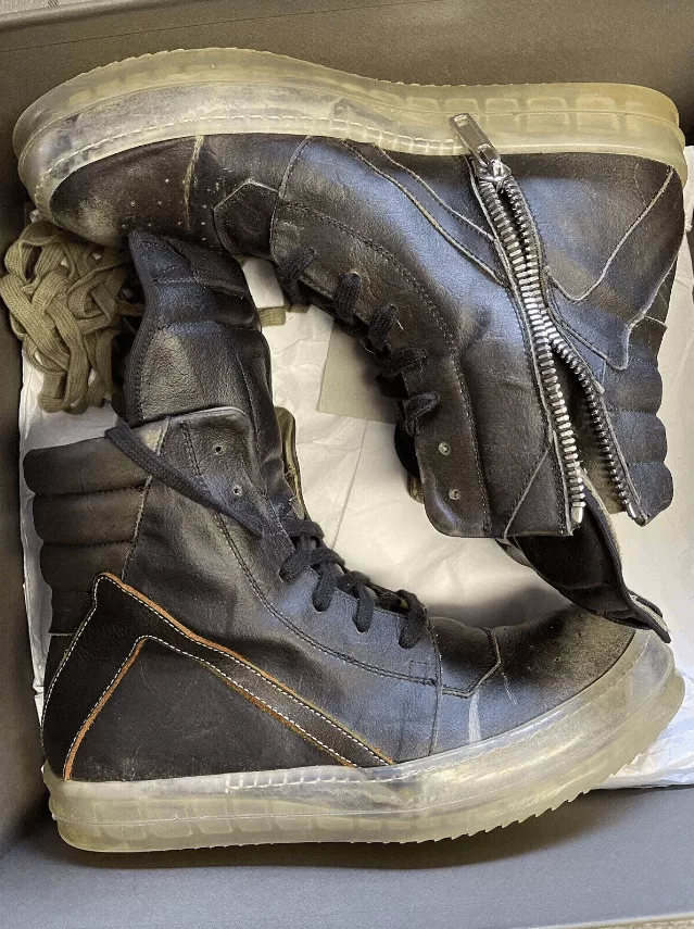 Rick Owens Boots rick owens ss19 geobasket bluejay Black