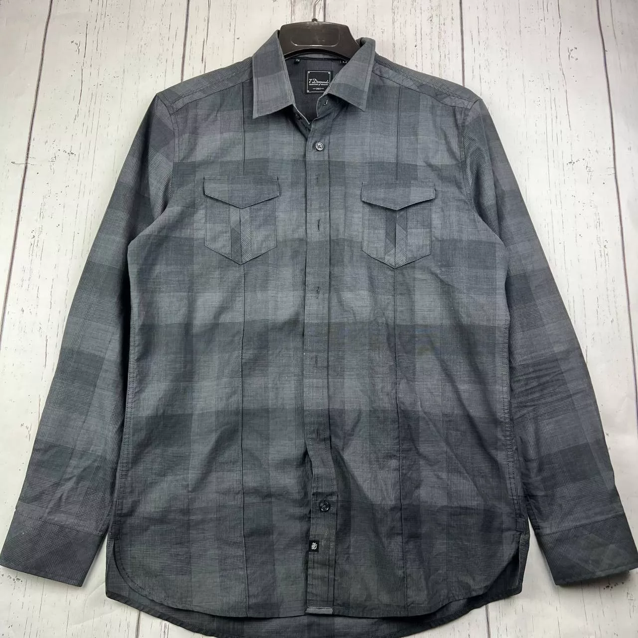 7Diamonds Shirts Button Ups 7Diamonds 7 Diamonds 1963 Medium Plaid Button Down Shirt Men Gray