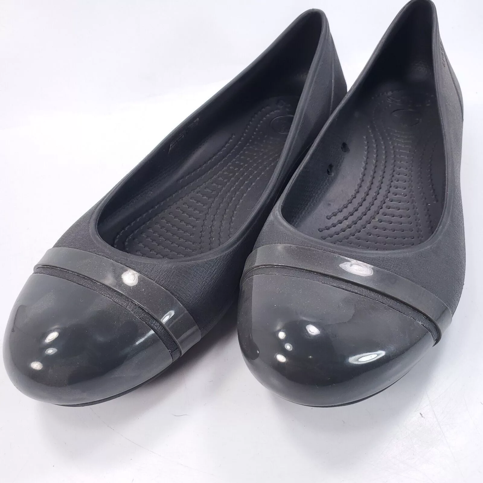 Crocs Flats Crocs Ballet Flat Womens Size 9 Black Rubber Round Toe