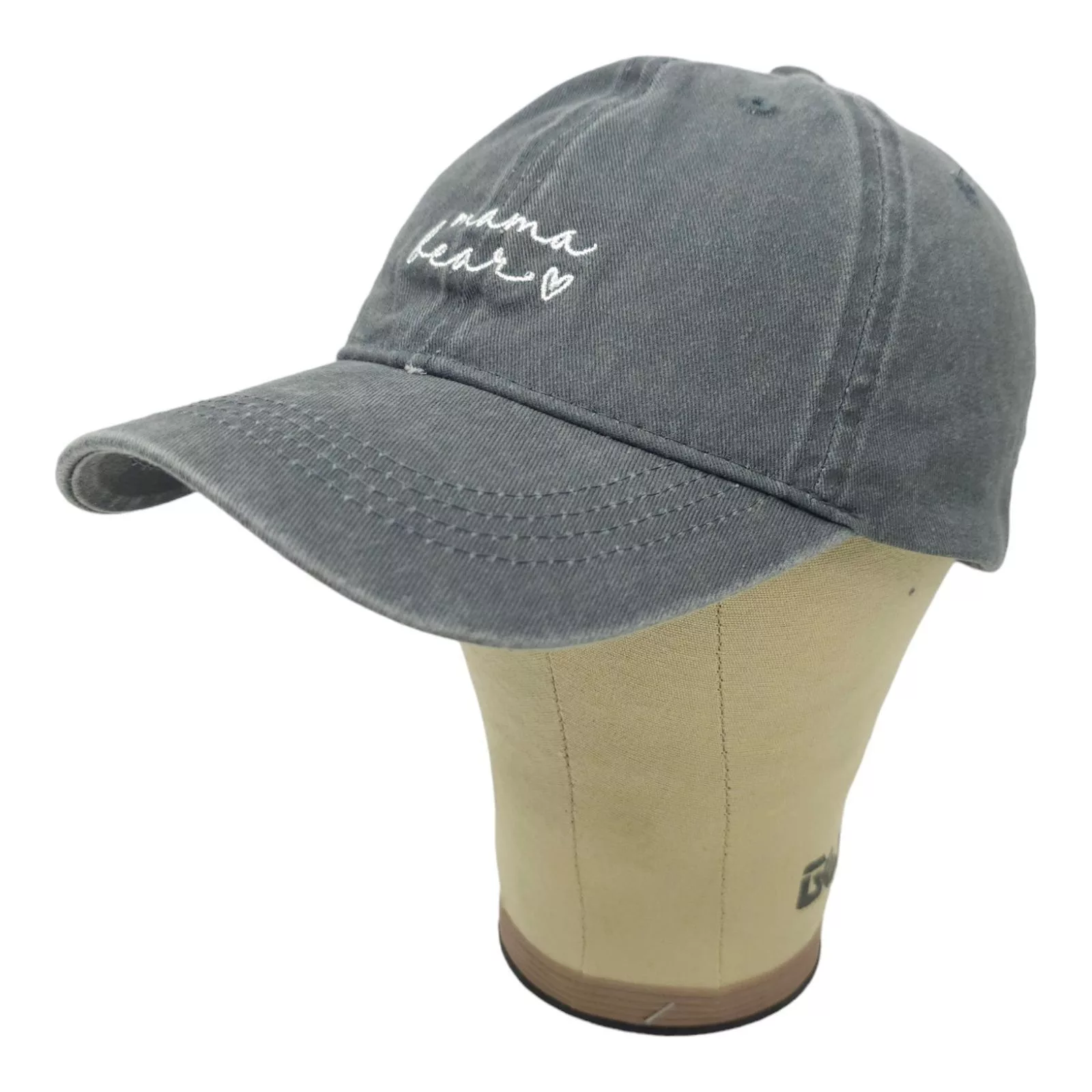 Other Hats Other Mama Bear Embroidered Adjustable Tuck Strap Cap Hat Gray