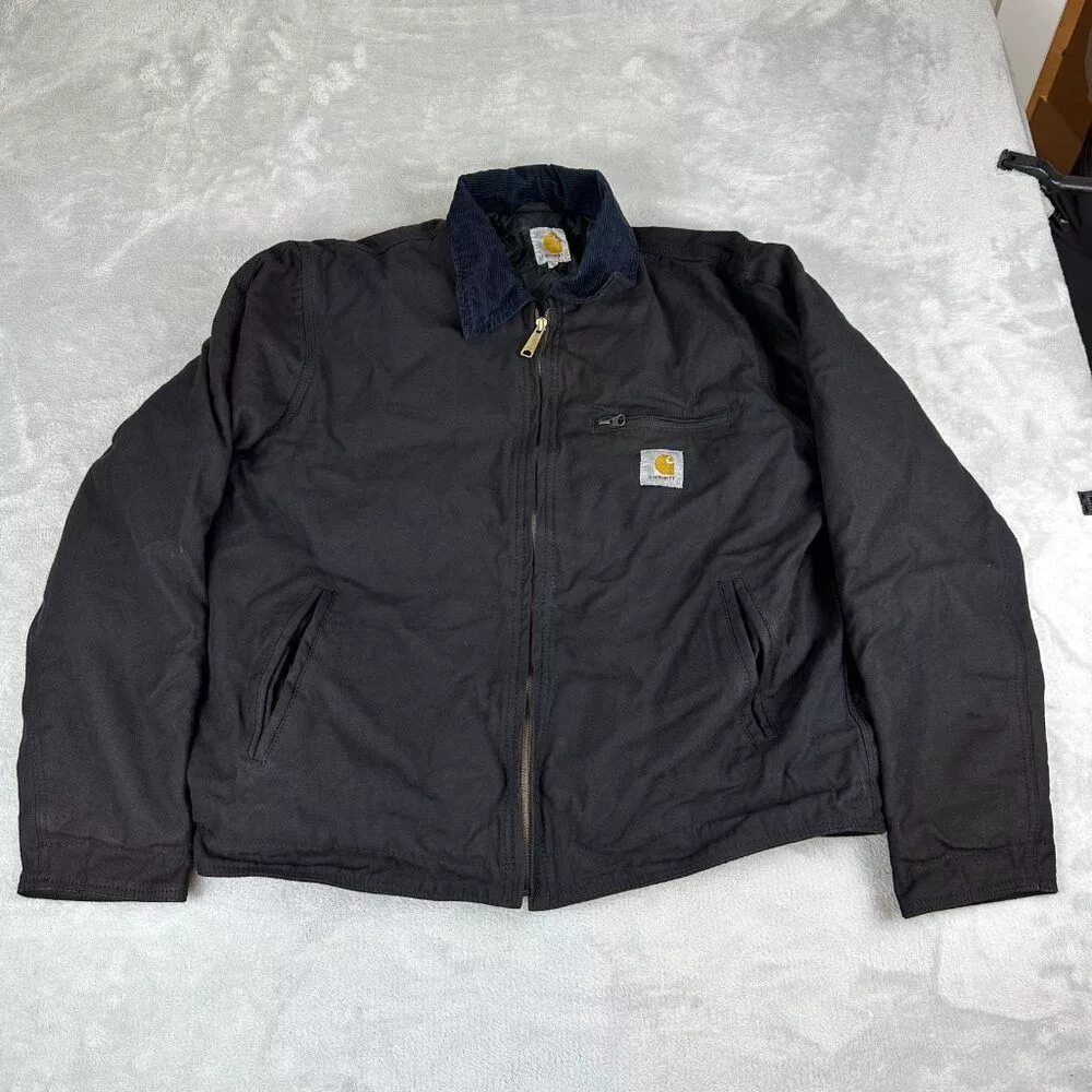 Carhartt Bombers Carhartt Re-work Detroit Black Jacket Navy Blue Collar Men
