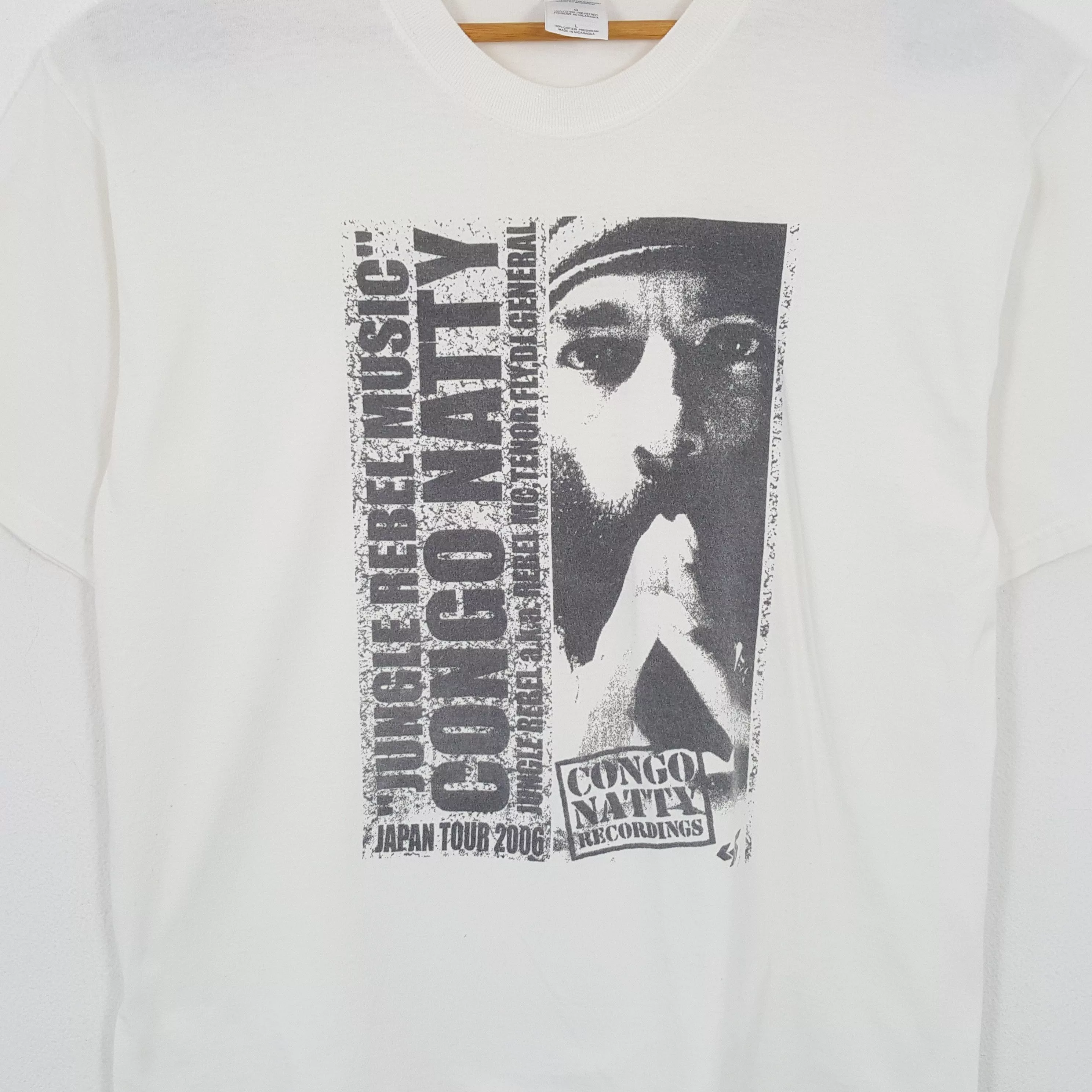 Band Tees Short Sleeve T Shirts Band Tees × Vintage Vintage CONGO NATTY Rebel MC British Jungle Producer Tees White