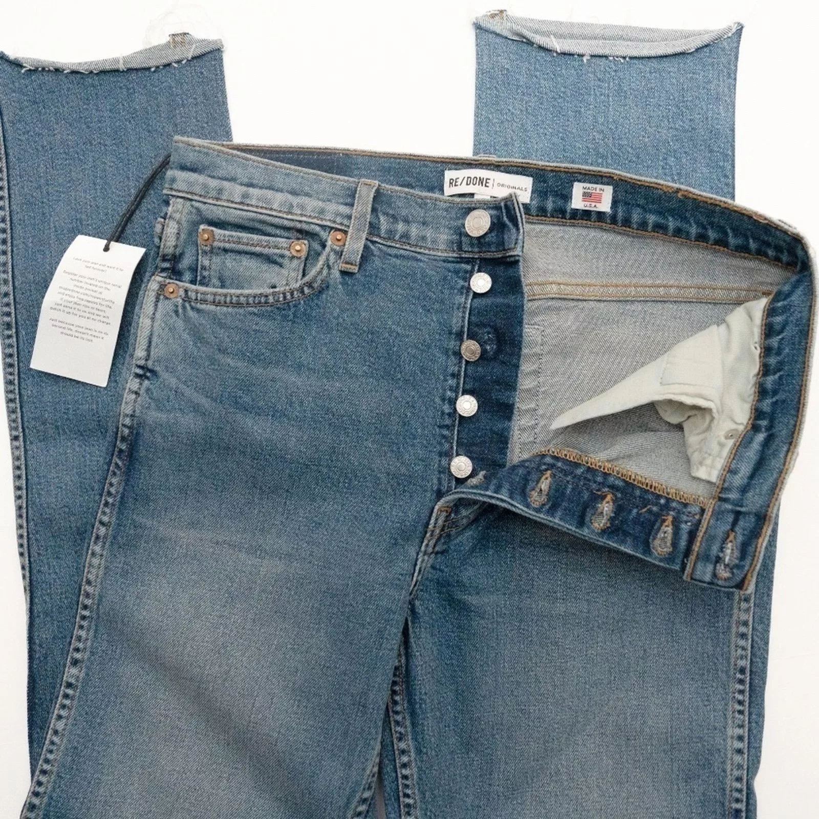 RE/DONE Jeans RE/Done. Double Needle Long Stretch Jeans In Blue.