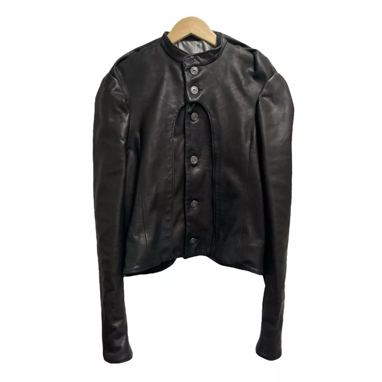 Designer Leather Jackets Designer Rexyeewang leather hunchback jacket Black