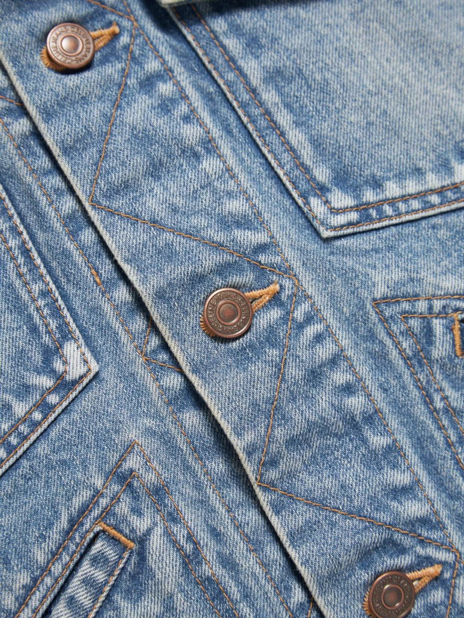 Celine Light Jackets Celine Blue Denim Back Embroidered Vest