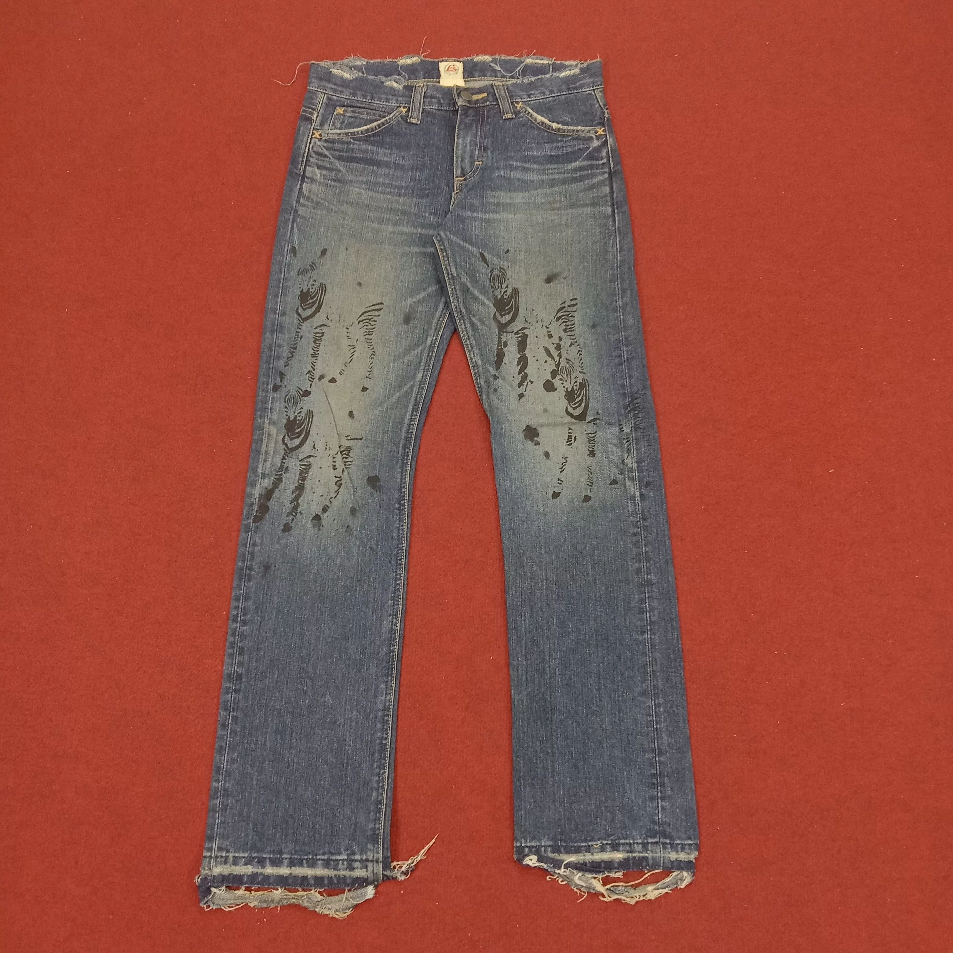 Lee Jeans Lee × Vintage Lee American Streetwear Style Distressed Jeans Blue