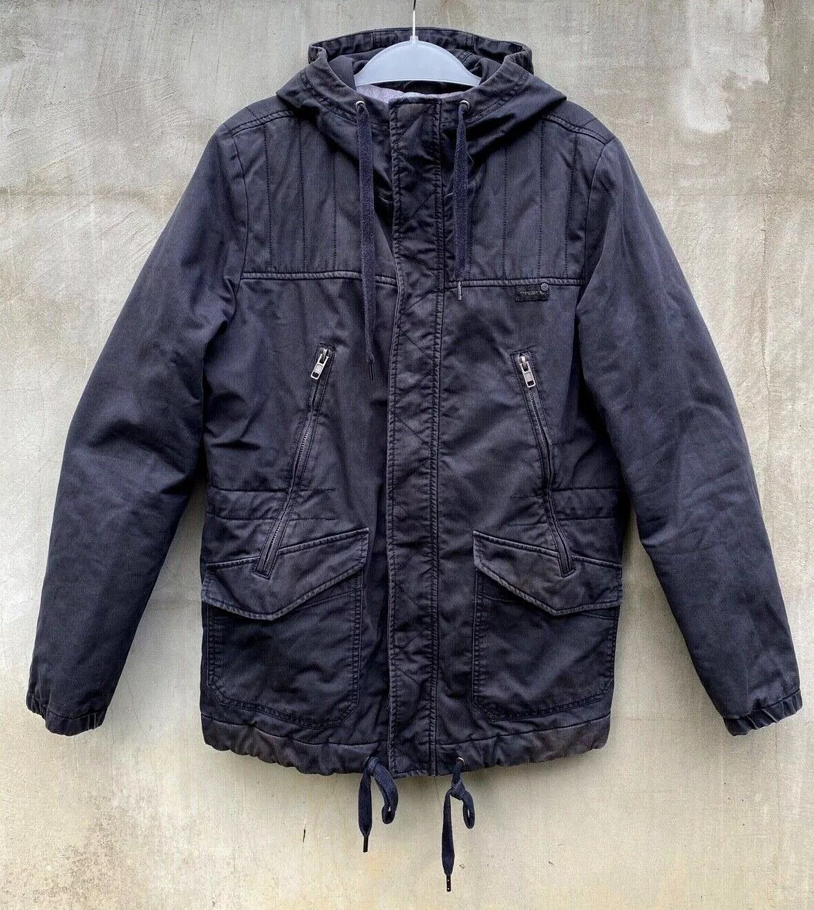 Diesel Parkas DIESEL BLACK COTTON PARKA WITH HOOD SIZE L Blue