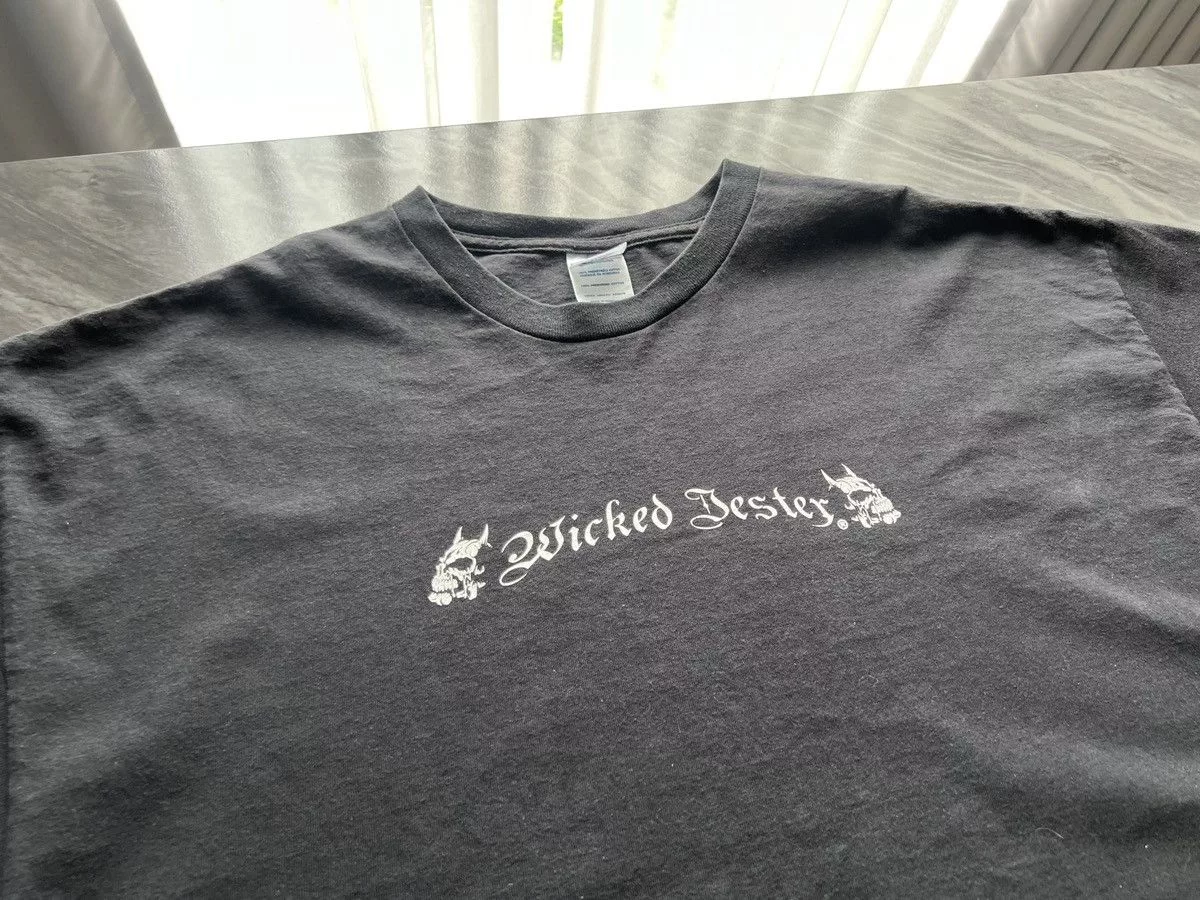Designer Short Sleeve T Shirts Designer Wicked Jester : Triple Skull Devil Thorin 1999 2004 Black Streetwear