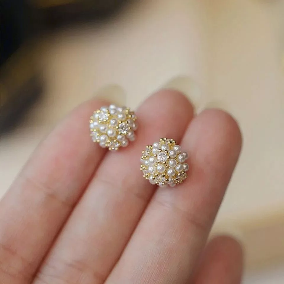 Jewelry Earrings Jewelry × Vintage Simple Pearl Round Ball Stud Earrings White