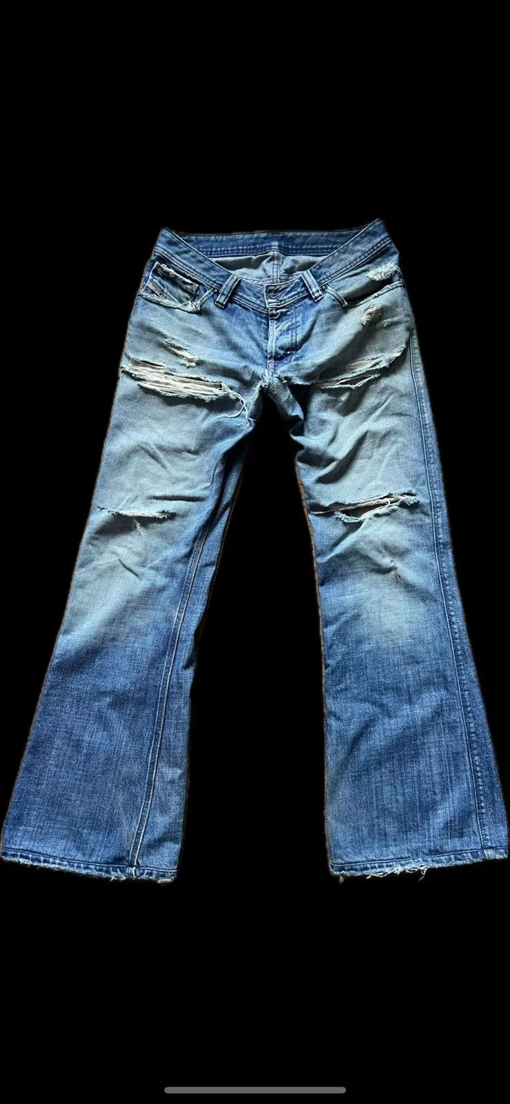 Diesel Denim Vintage diesel Super distressed fire look Blue
