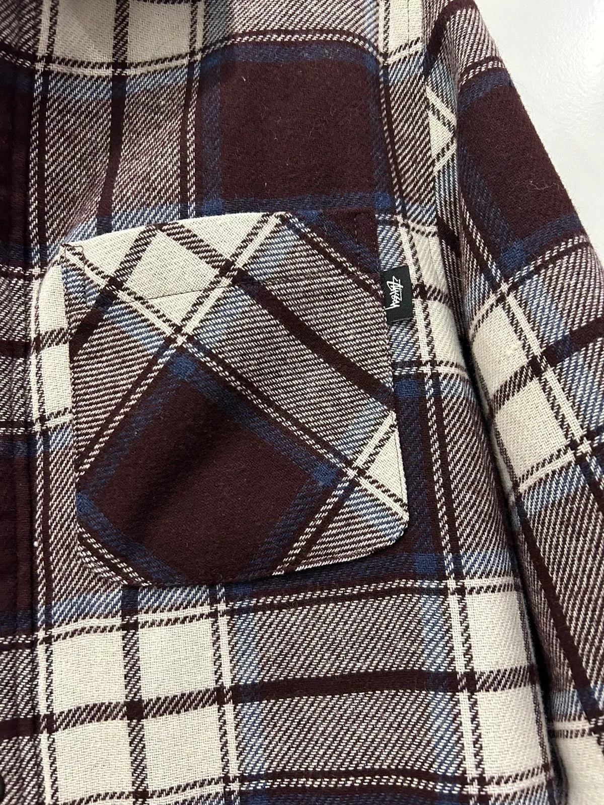 Stussy Light Jackets Stussy Quilted Plaid Wool Jacket Brown