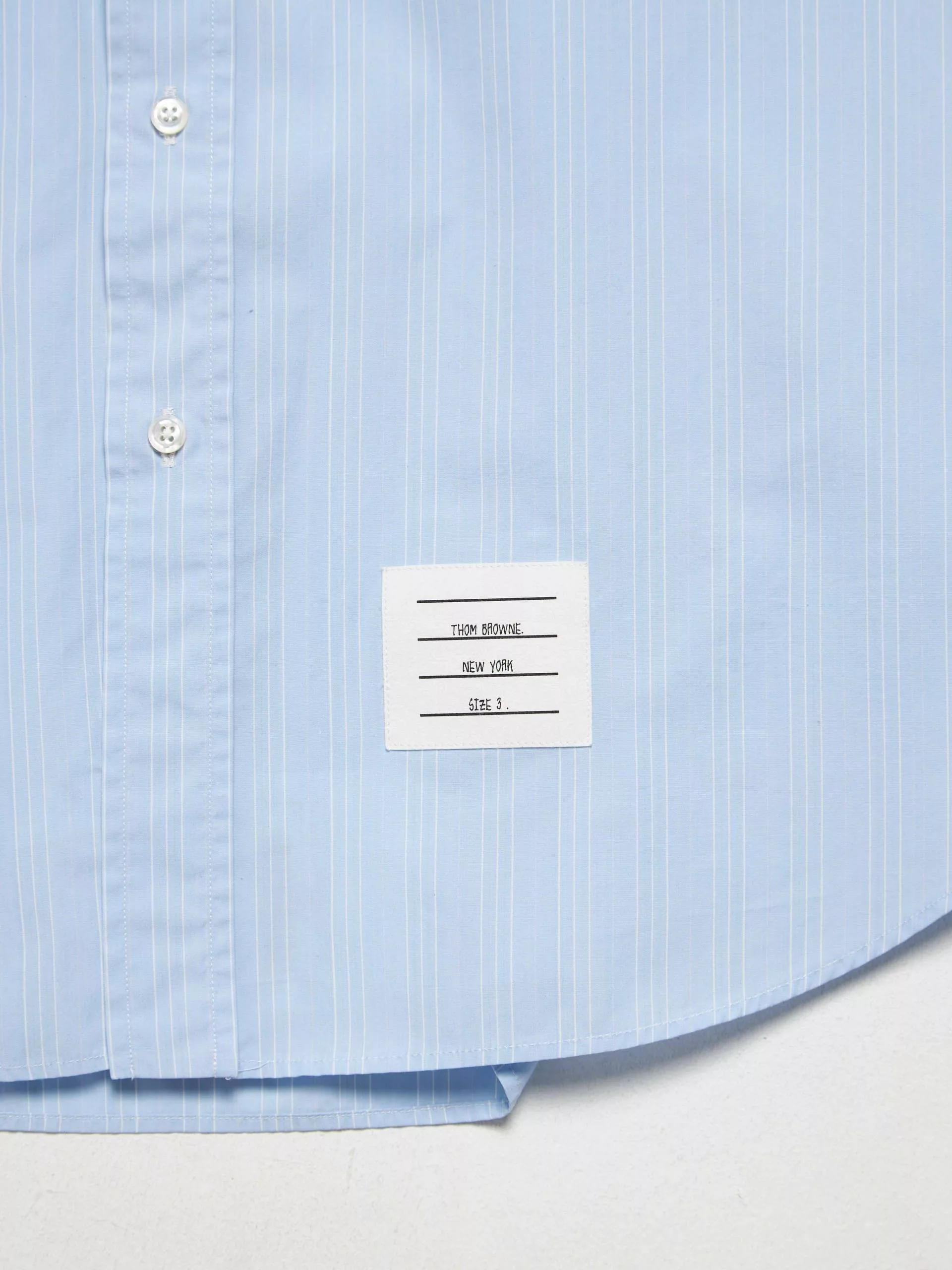 Thom Browne Long Sleeve T Shirts Thom Browne Light Blue Striped Shirt