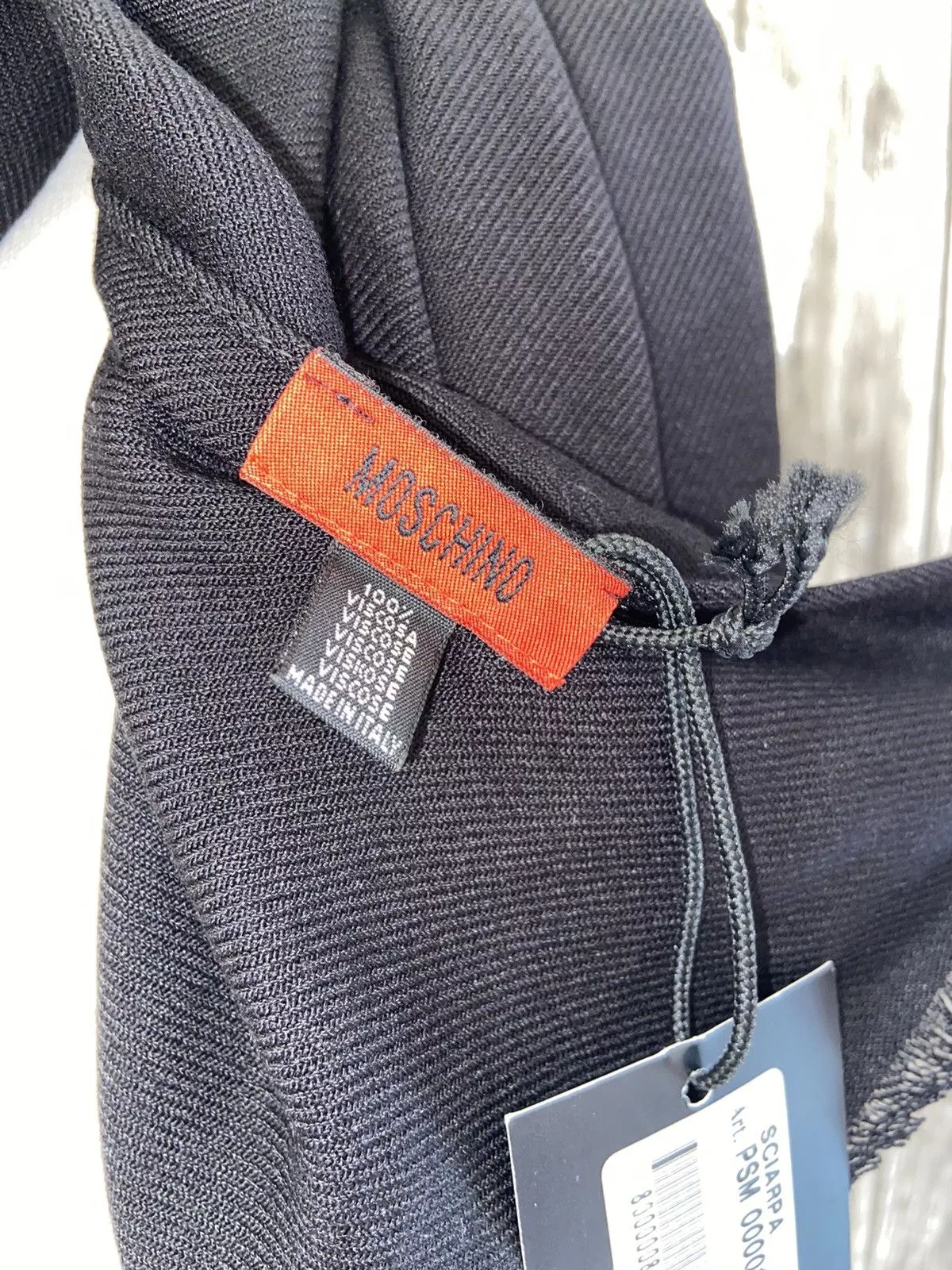 Designer Gloves Scarves Designer × Moschino NWT MOSCHINO 100% Viscose Black Solid Scarf