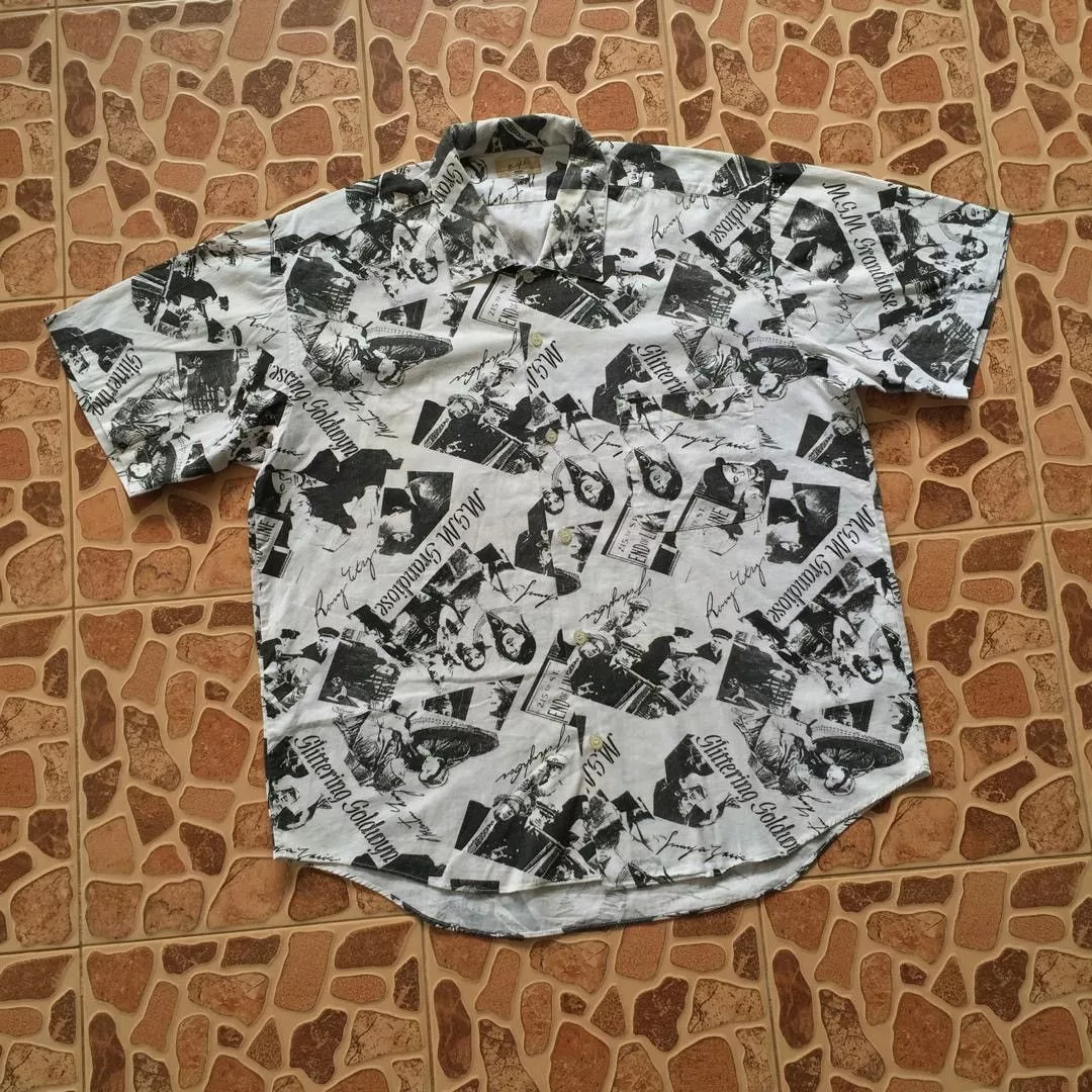 Japanese Brand Shirts Button Ups Japanese Brand FULLPRINT DESIGN BUTTON UP SHIRT BY BEAUTIFUL HOMME White