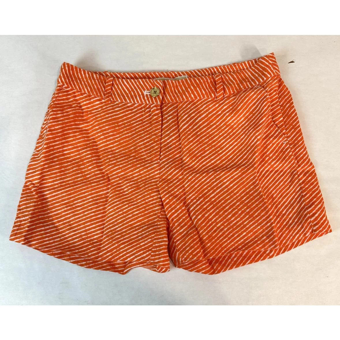 Other Shorts Other Michael Kors Orange Striped Dress Shorts 100% Linen-- Size 4
