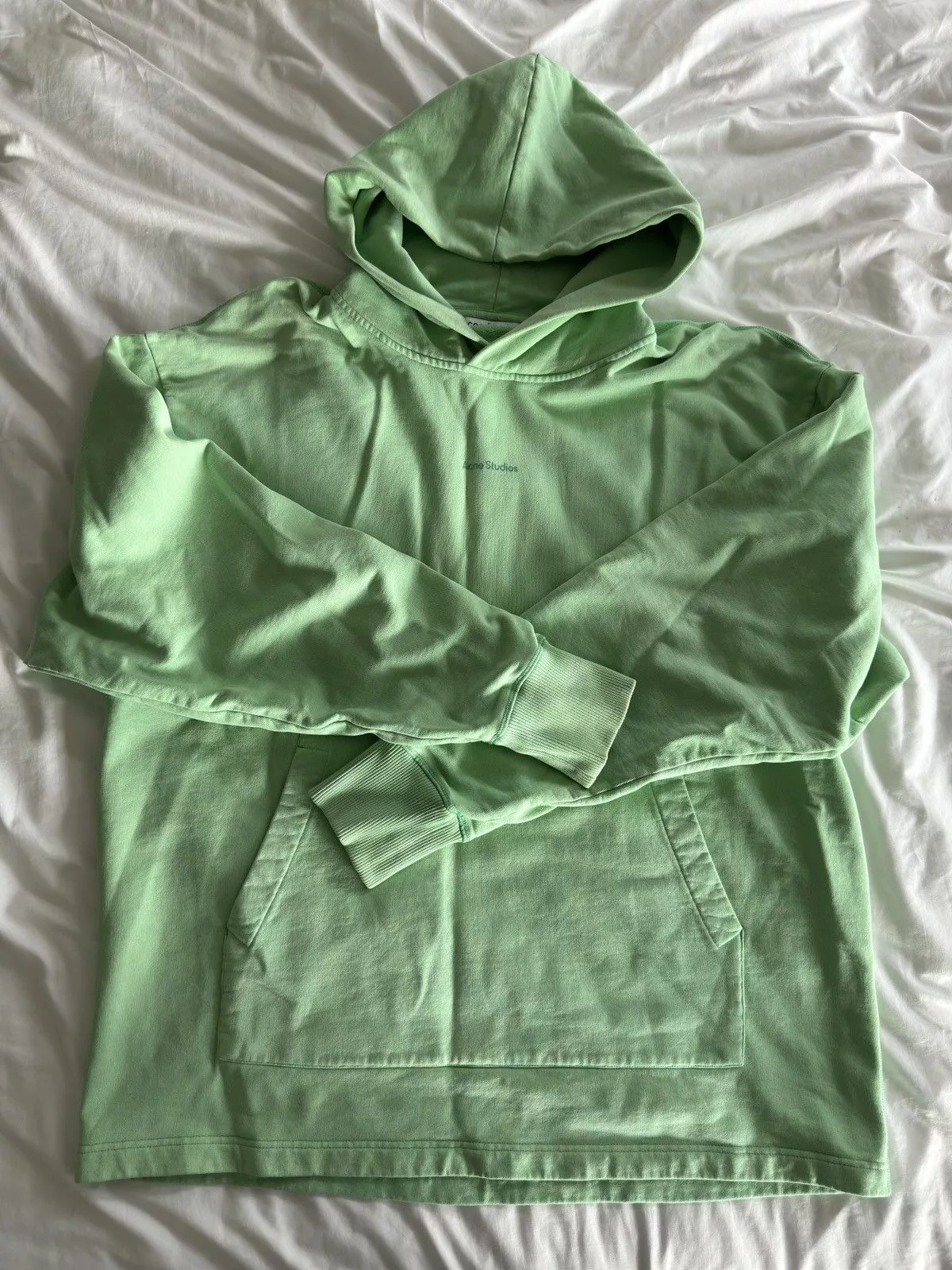 Acne Studios Sweatshirts Hoodies Acne Studios Logo Print Hooded Sweatshirt Green