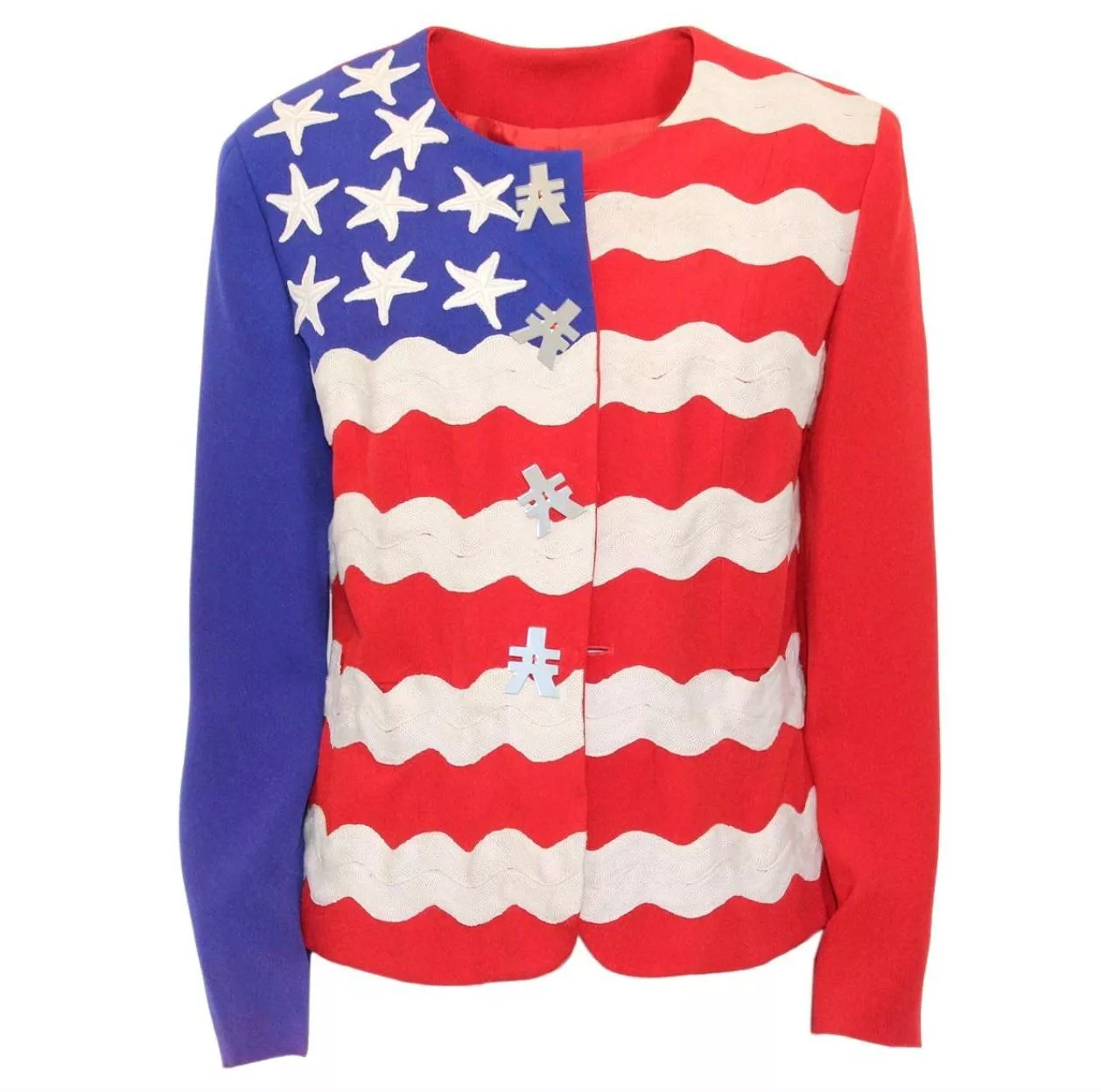 Moschino Jackets Iconic Moschino USA American Flag Medium Blazer Jacket Multi