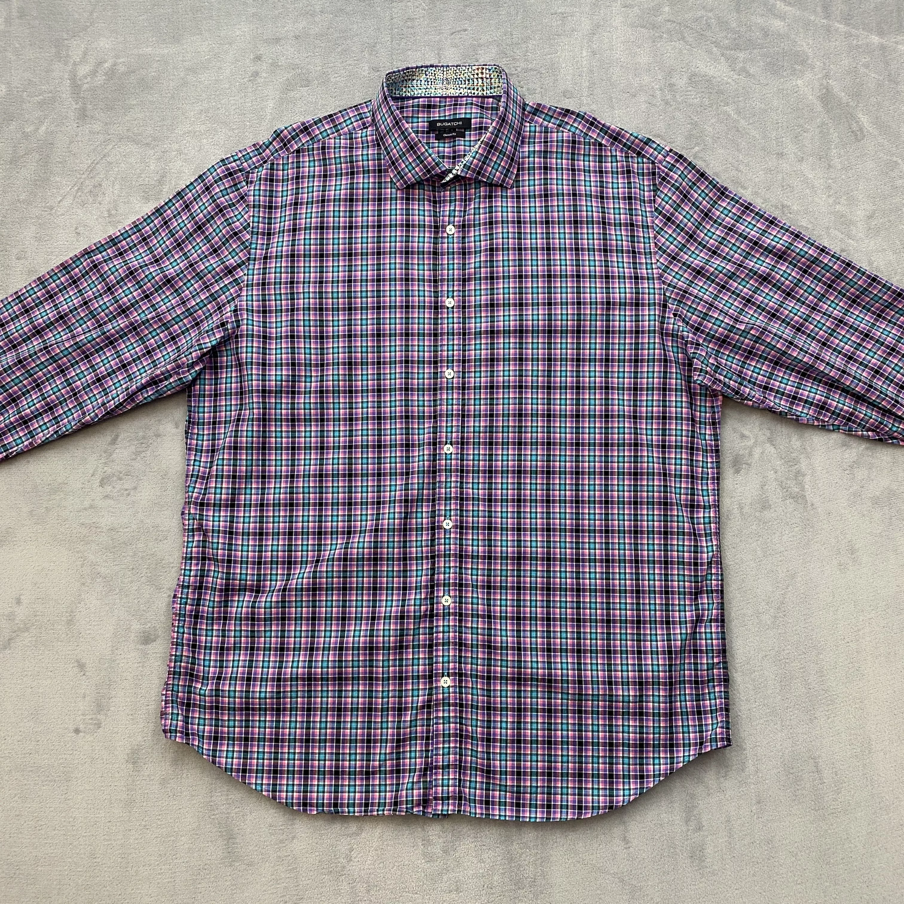 BUGATCHI Shirts Button Ups BUGATCHI Men 3XL Classic Fit Colorful Flip-Cuff Pocket Long Sleeve Multi