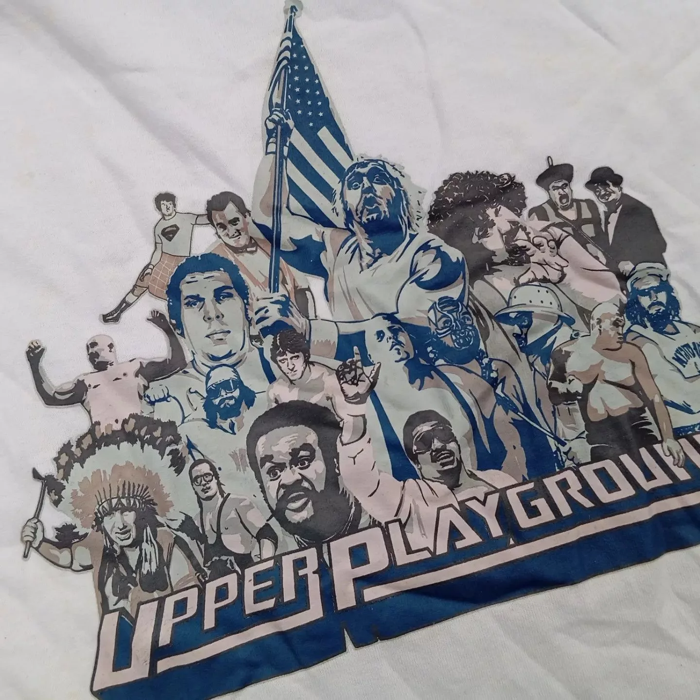 Upper Playground Short Sleeve T Shirts Upper Playground × Vintage WWE Upper Playground 💪 Vtg 2000s Streetwear Wrestling White