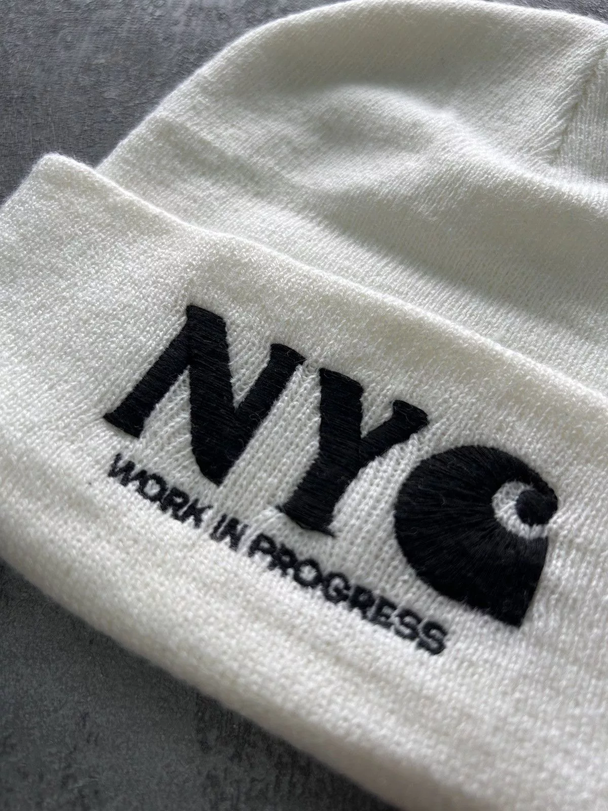 Carhartt Hats Carhartt × Carhartt Wip Carhartt NYC Beanie Hat White Streetwear