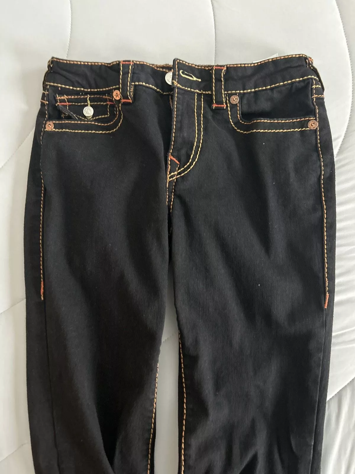 Black & Red Denim True Religion Jeans