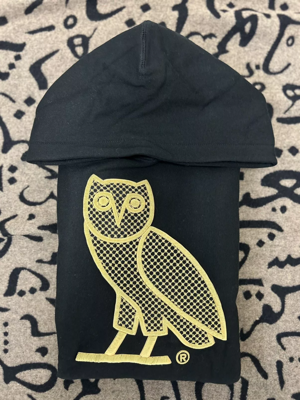 Drake Sweatshirts Hoodies Drake × October's Very Own OVO X Drake Unreleased Cable Waffle Knit Og Owl Hoodie Black