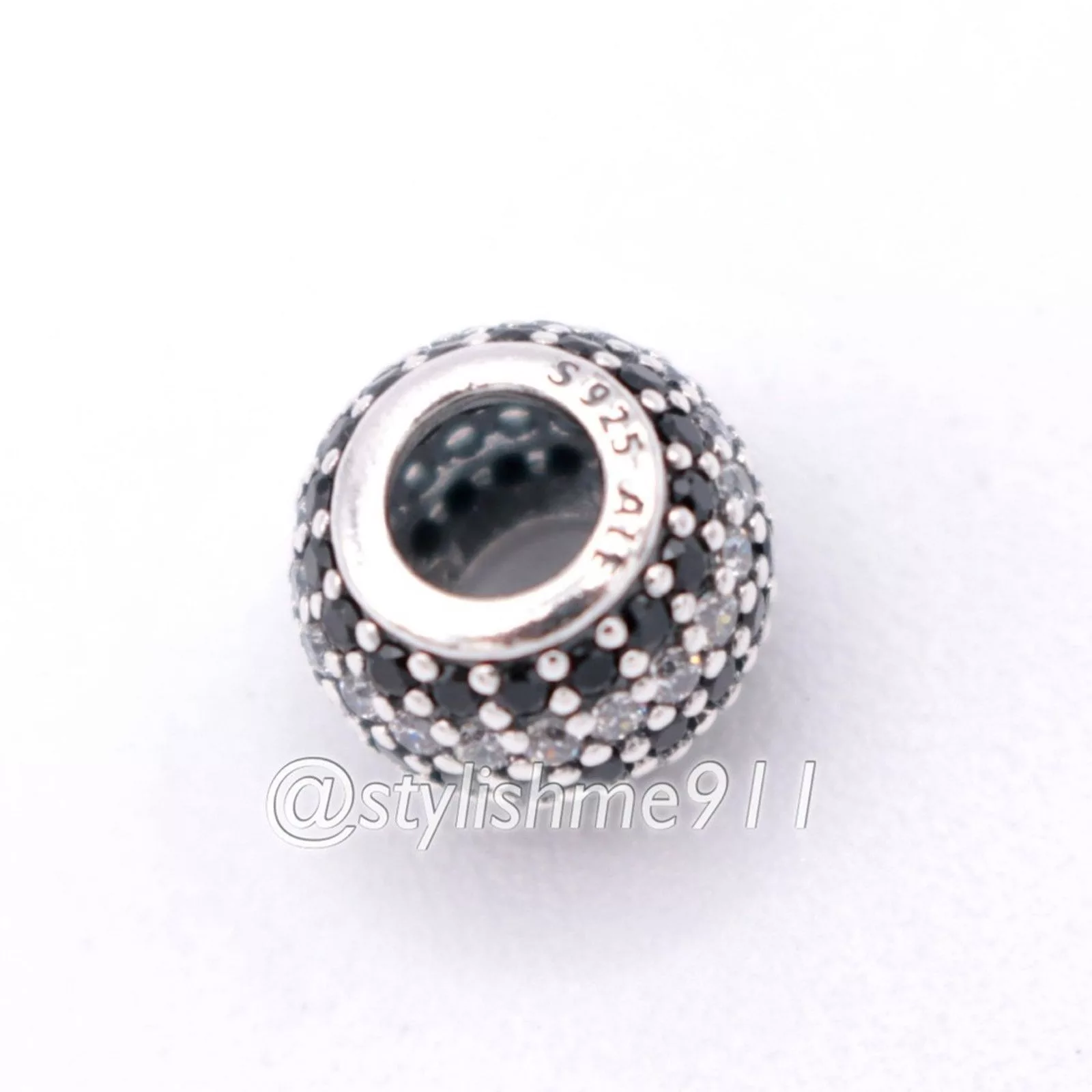 pandora Charms Authentic PANDORA Black Nautical Pave Lights Charm Silver
