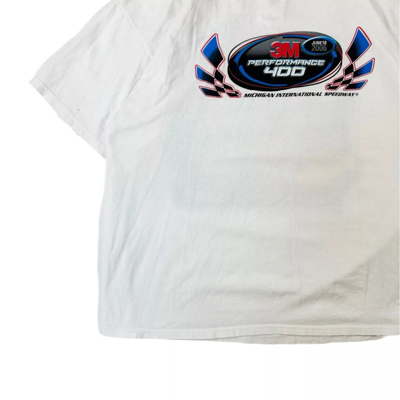 Vintage Short Sleeve T Shirts Vintage 2006 3M Feel the Power Graphic Racing T Shirt White Streetwear