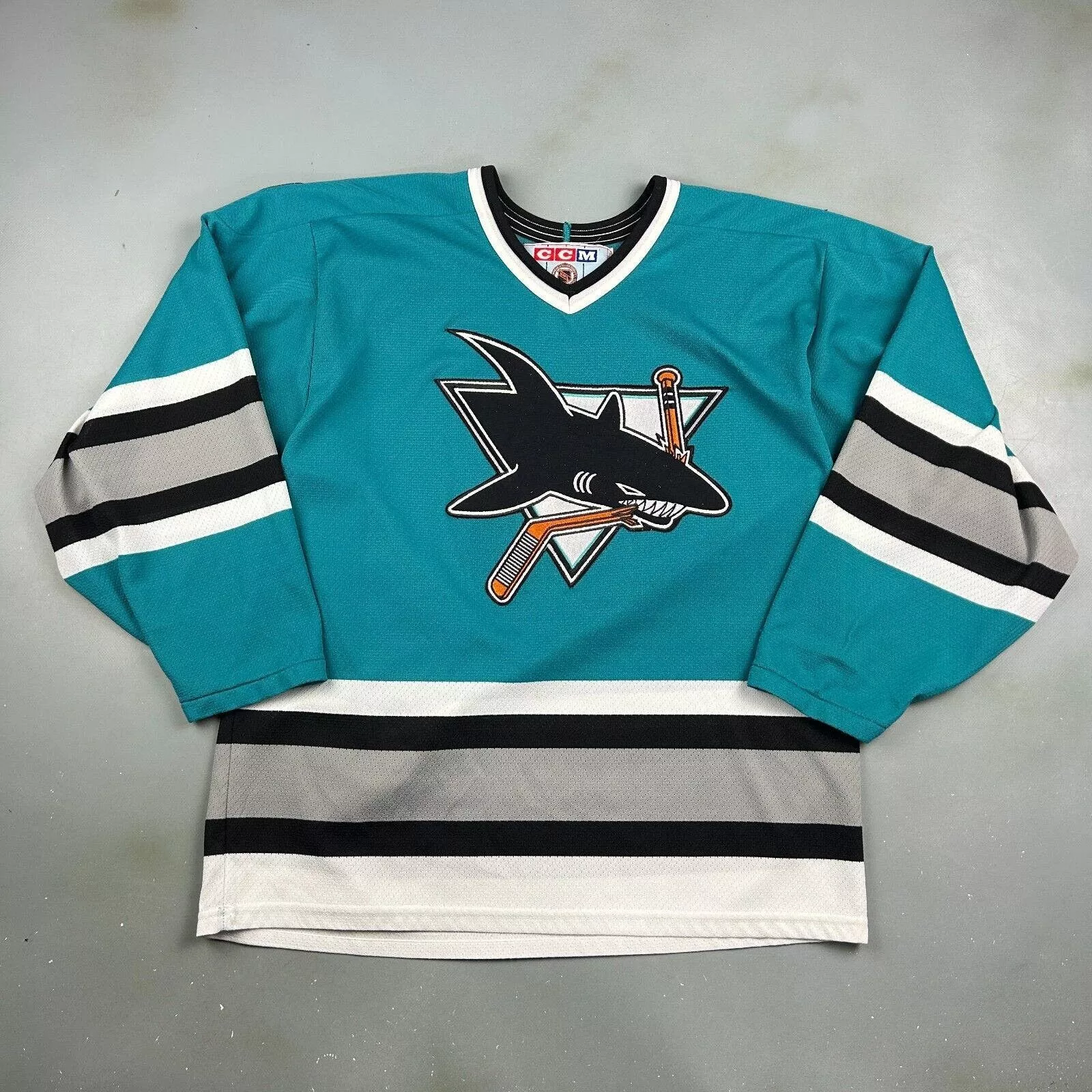 Ccm Jerseys VINTAGE 90s | San Jose Sharks CCM Maska Hockey Jersey sz M Blue