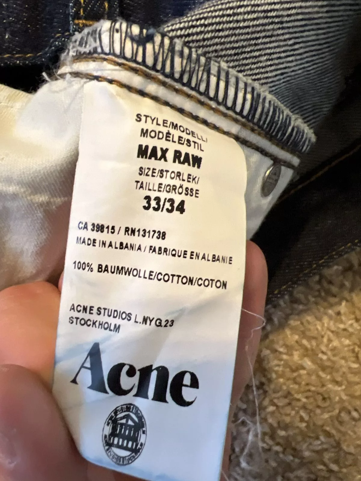 Acne Studios Denim Acne Studios max raw denim Blue Streetwear