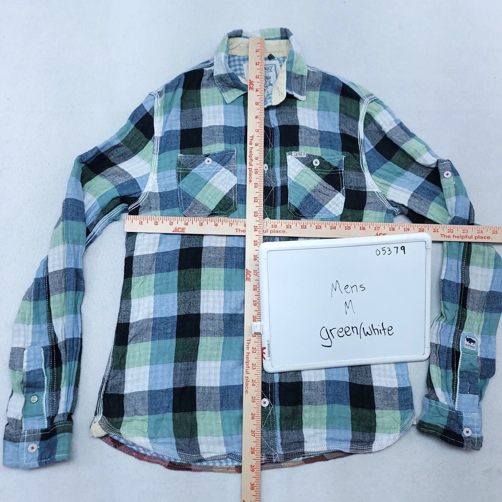 Buffalo David Bitton Shirts Button Ups Buffalo David Bitton Gingham Flannel Shirt Mens Size M Green