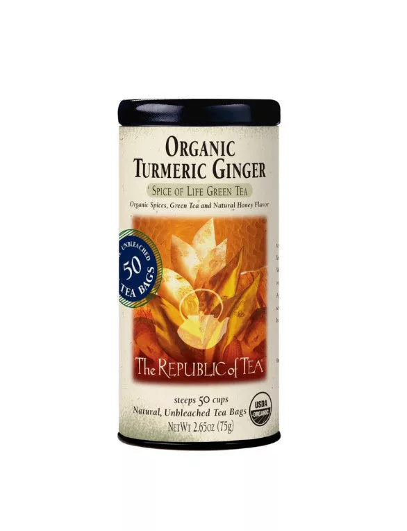 Organic Turmeric Ginger Green Tea Bags 50