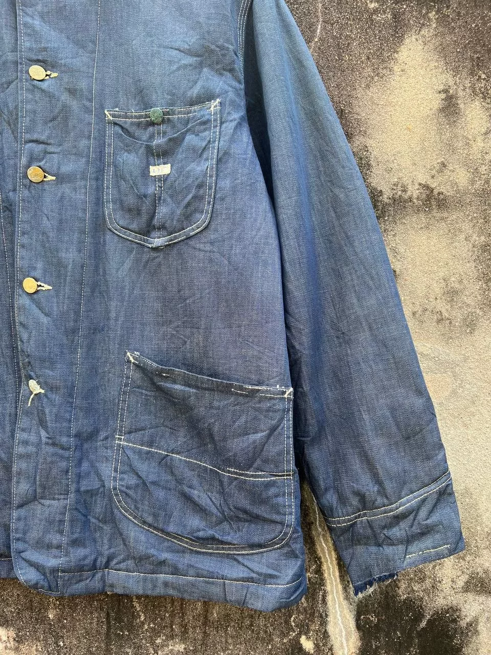 Lee Denim Jackets 1950s Lee Union Made Blanket Denim Sanforized Chore jacket Blue Vintage