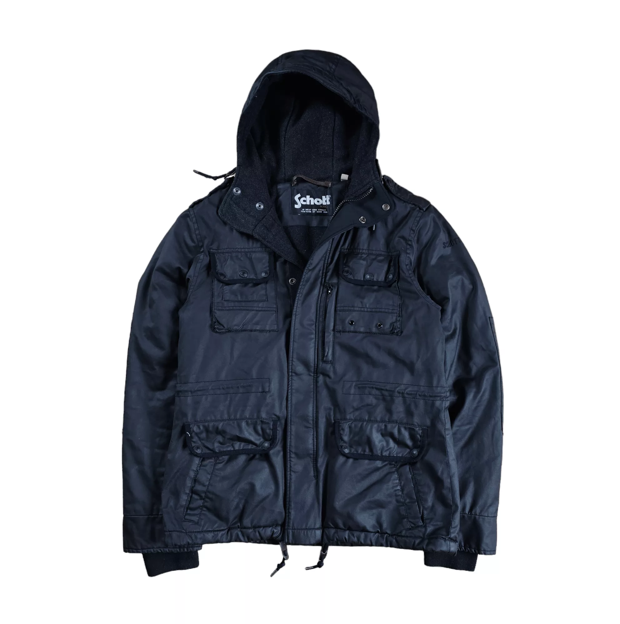 Japanese Brand Bombers Japanese Brand × Schott SCHOTT NYC WINDBREAKER JACKET Y2K 00S GORPCORE MILITARY Black Vintage