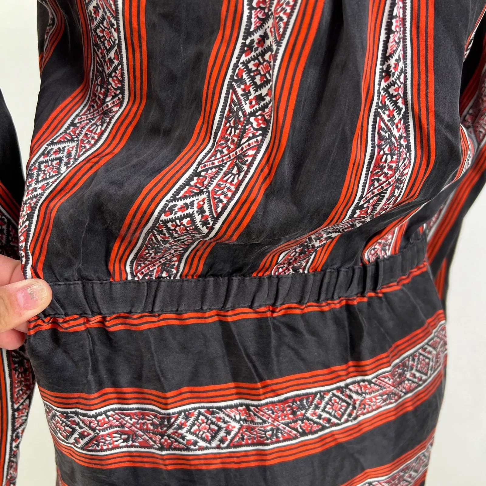 Veronica Beard Mini Dresses Veronica Beard Ivy Flounce Silk Mini Dress Printed Striped Black