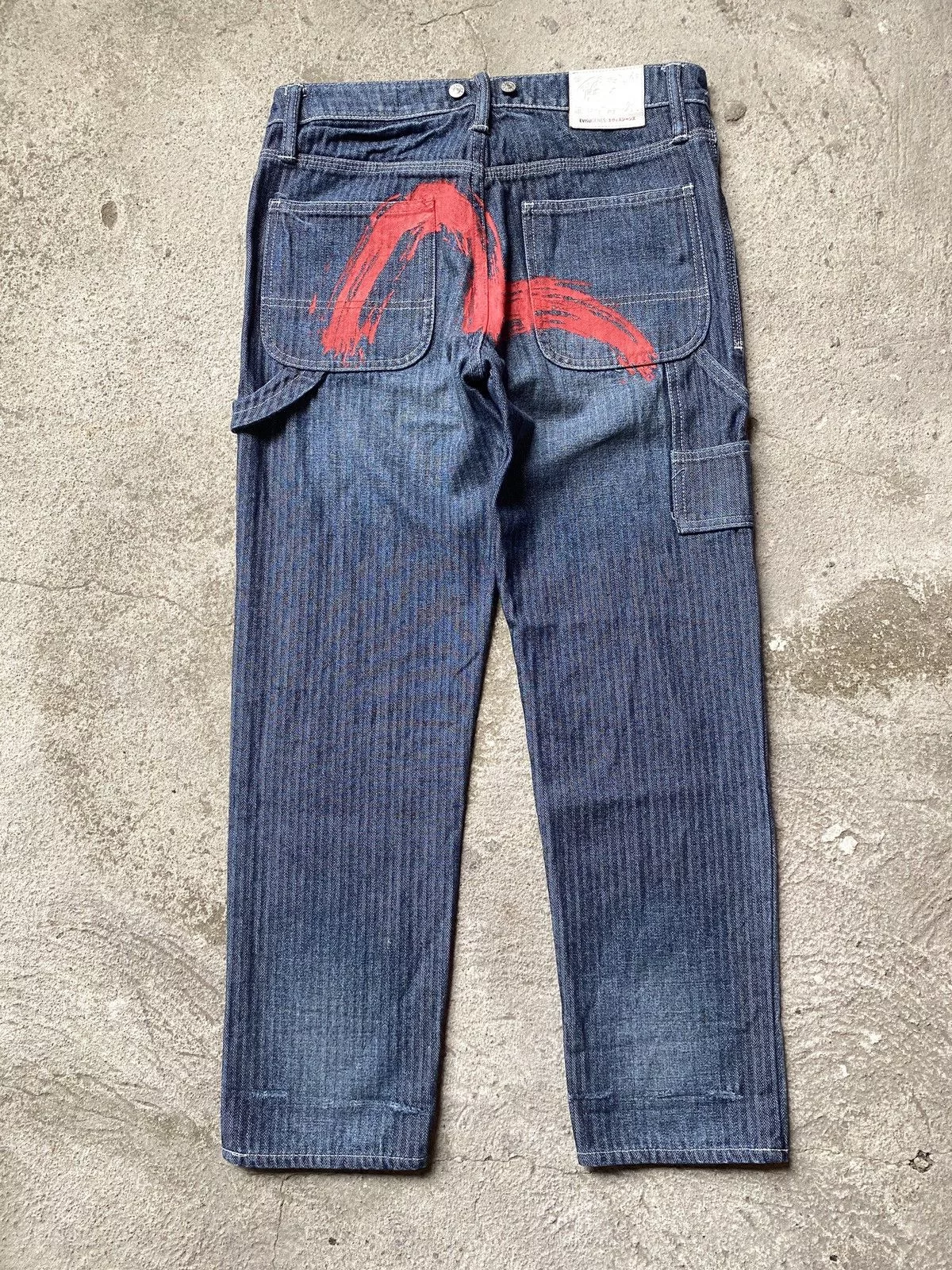 Evisu Jeans Evisu Seagull Big Logo Carpenter Pants Blue