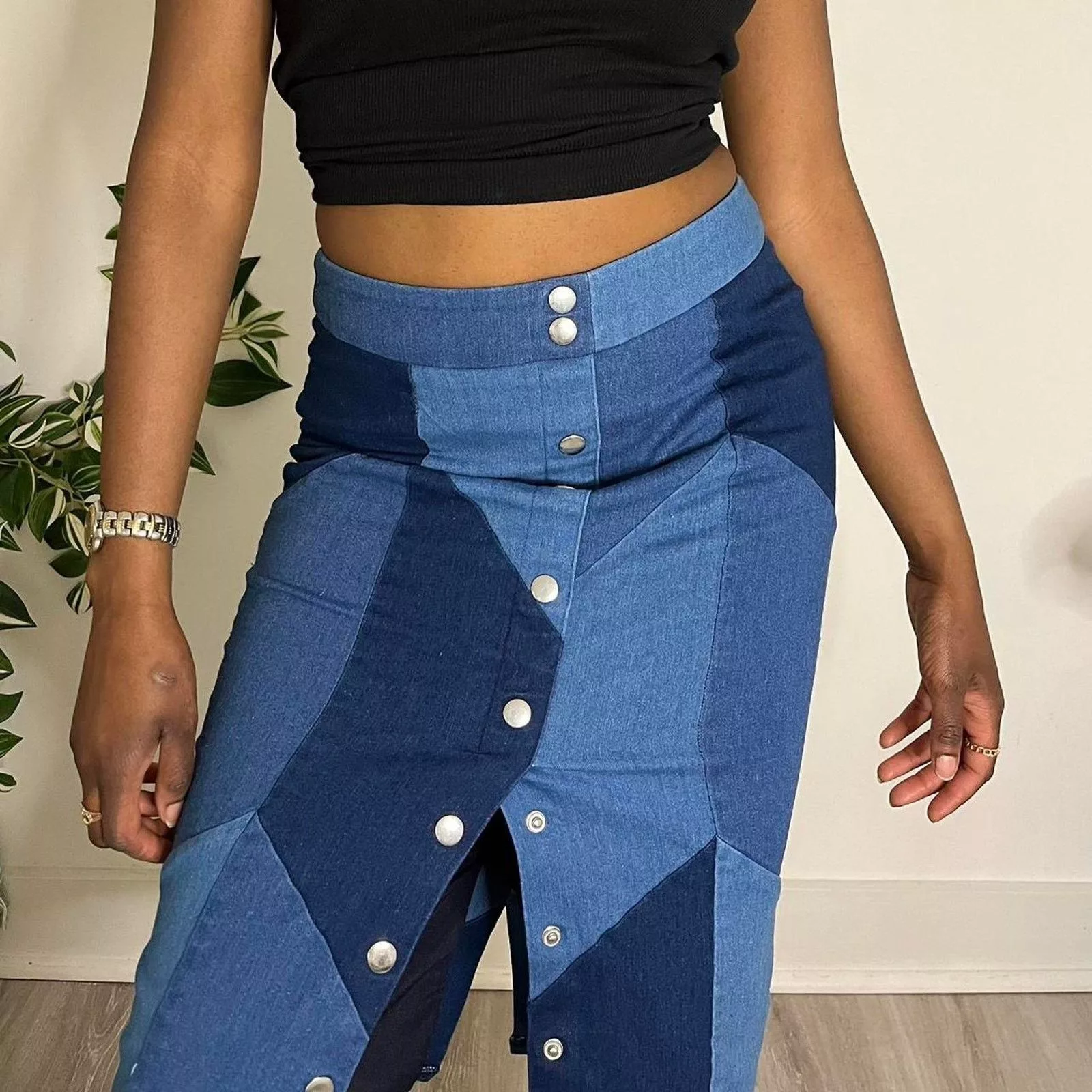 Other Midi Skirts Other Denim patch work skirt Blue