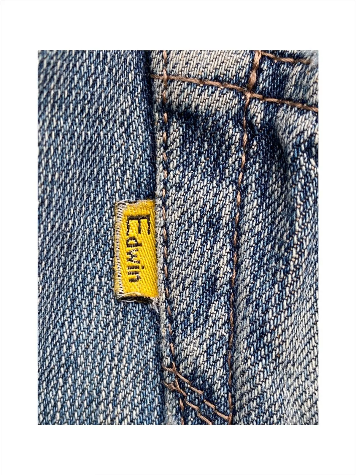 Edwin Denim Vtg Edwin E-function Curved Leg Distressed Denim MadeInJapan Blue Vintage
