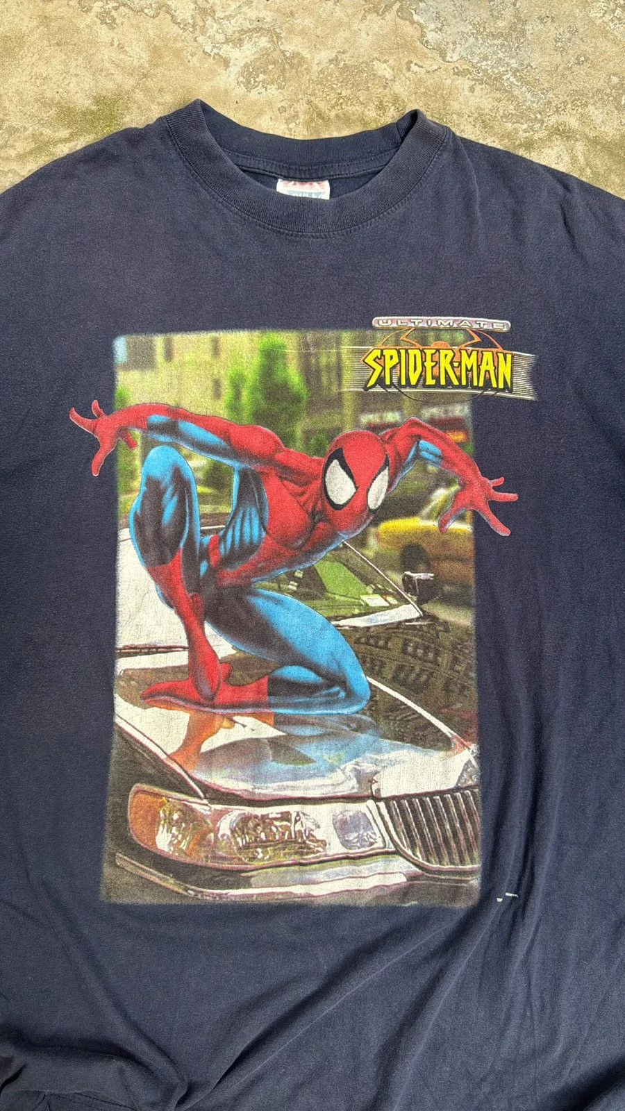 Marvel Comics Short Sleeve T Shirts Marvel Comics × Vintage Spiderman Vintage 00s Front Hit Blue Tee Black