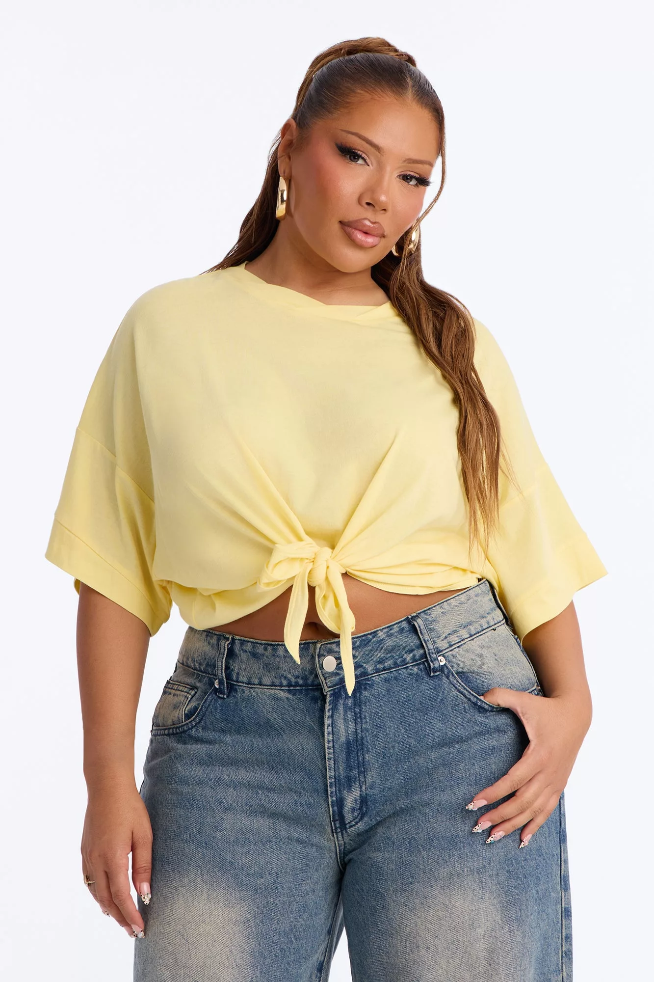 Emily Tie Front Top - Butter Yellow
