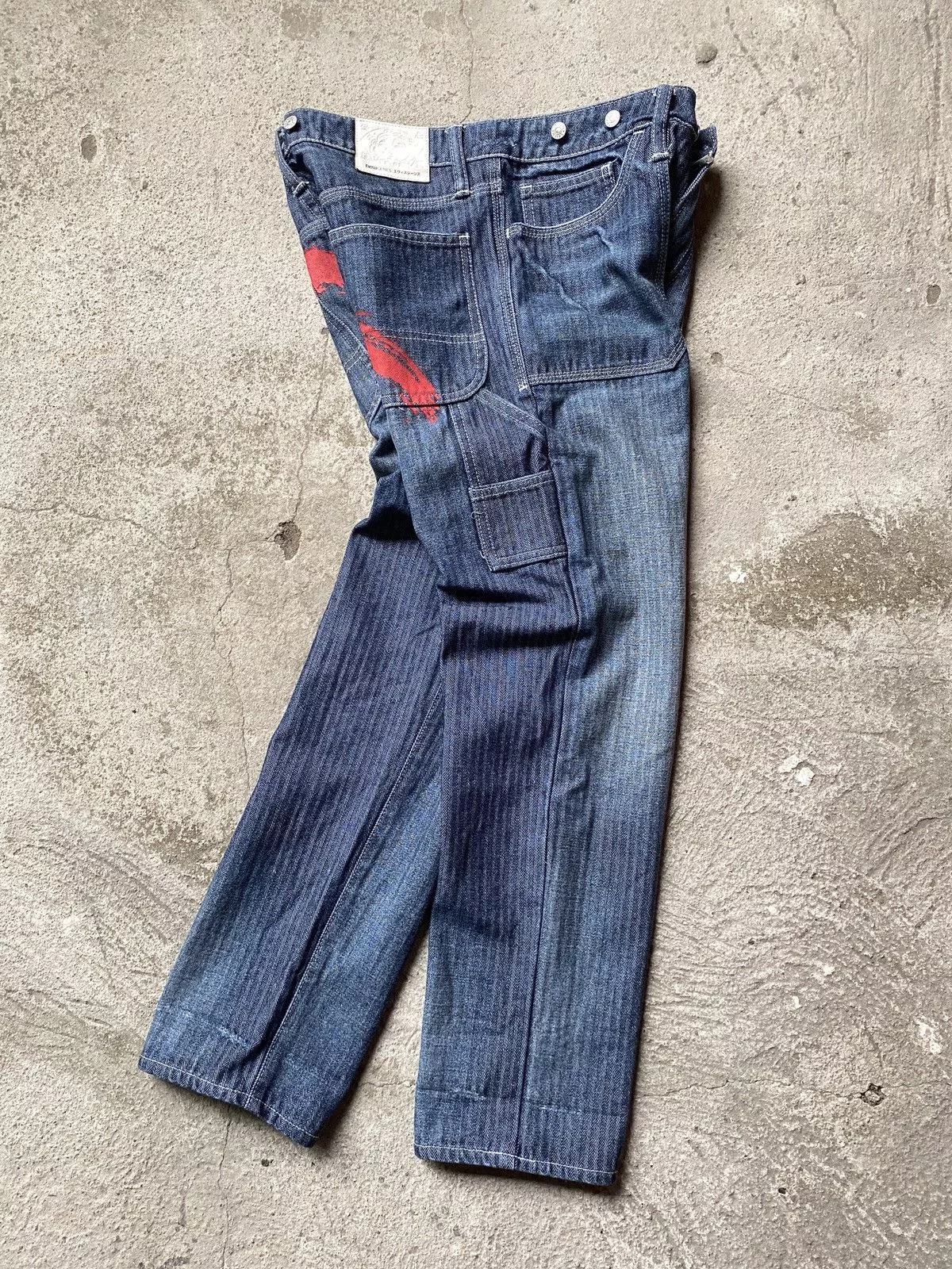 Evisu Jeans Evisu Seagull Big Logo Carpenter Pants Blue